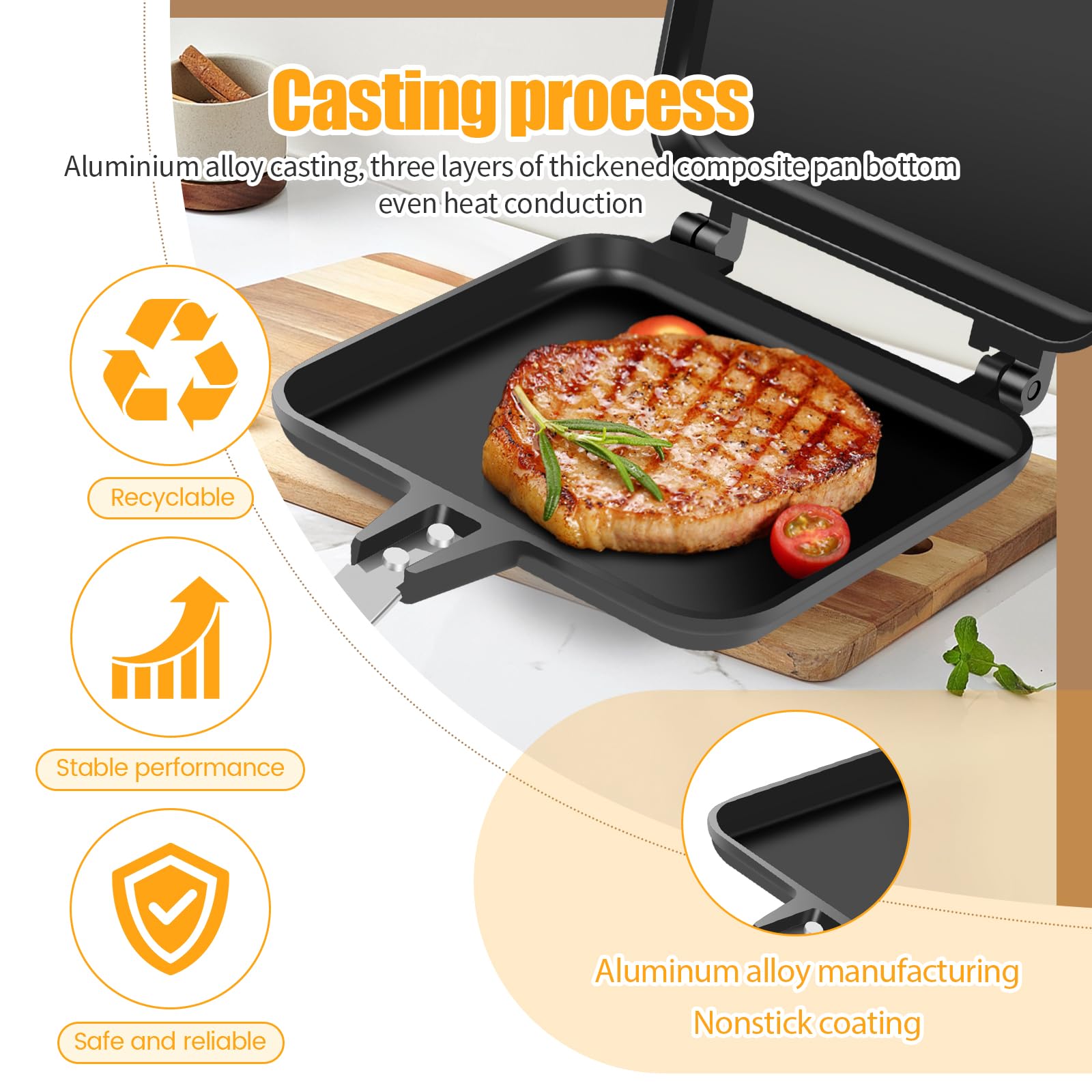 ZJRDYYK - Sandwichera tostada para estufas, sandwichera de aluminio, para acampar para estufa de gas, para estufas, sándwiches y prensa Panini para el hogar, cocina, desayuno, camping
