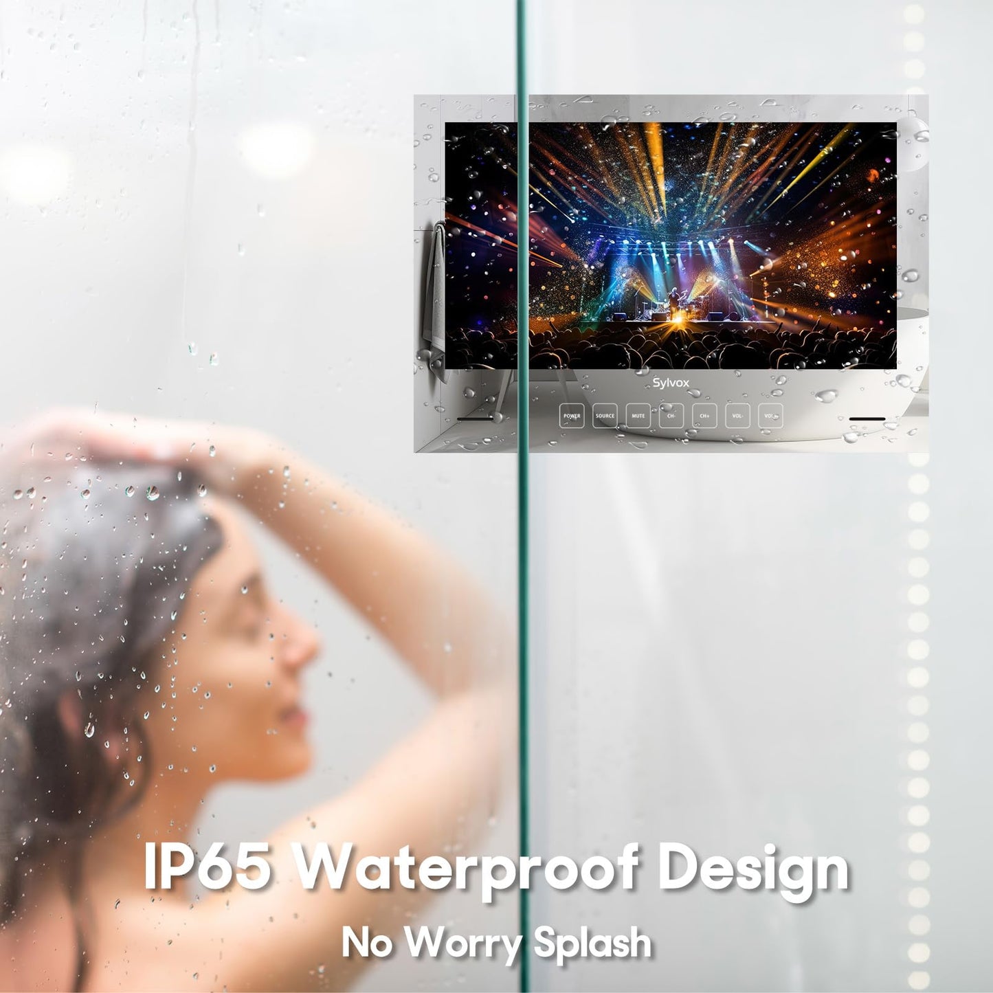 Televisor SYLVOX Espejo Impermeable Negro 24 Pulgadas con Google OS y Control por Voz para Baño