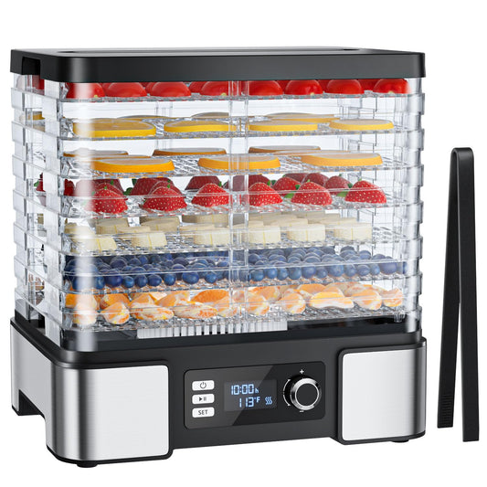 Deshidratador de alimentos Secador de máquina para Jerky: deshidratador de acero inoxidable para hierbas de frutas, secador de alimentos digital para deshidratación de carne de res