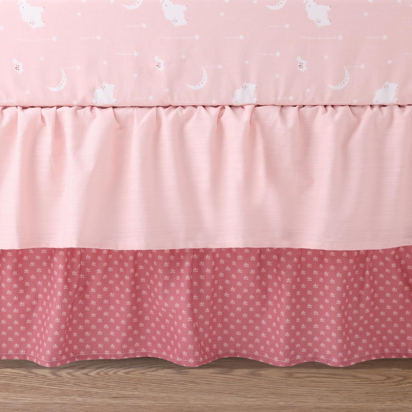 The Peanutshell - Juego de cama de 4 piezas de algodón orgánico para niñas – Juego de cama de bebé recién nacido, bebé y niño pequeño con dos sábanas de cuna, edredón con volantes y polvo – Oasis