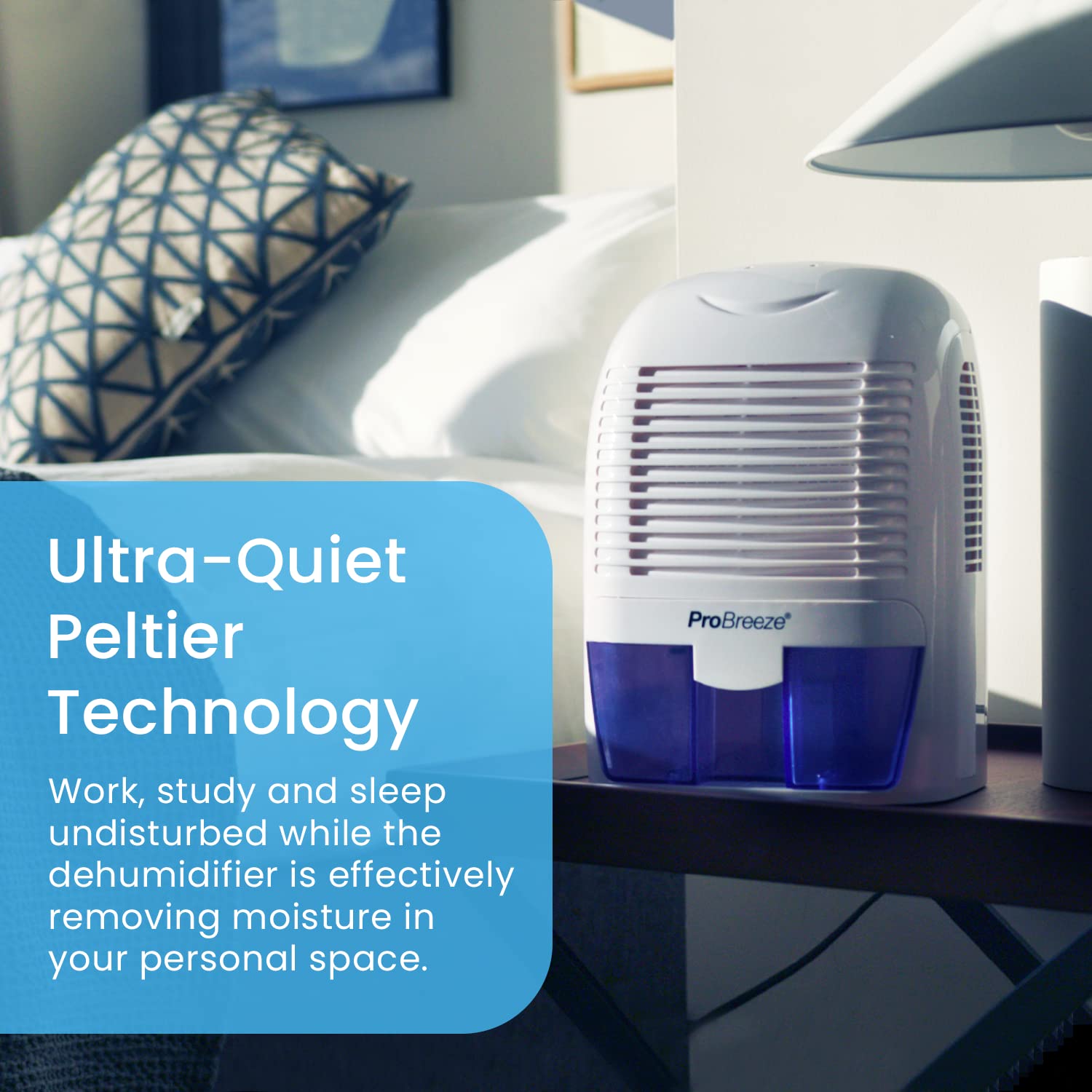 Pro Breeze Deshumidificador 1500 ML, Compacto y Portátil con Auto Apagado. Elimina la Humedad, el Polvo y el Moho en el Hogar. Ideal para Habitaciones, Closet, Cocina, Baño, Oficina, Garaje