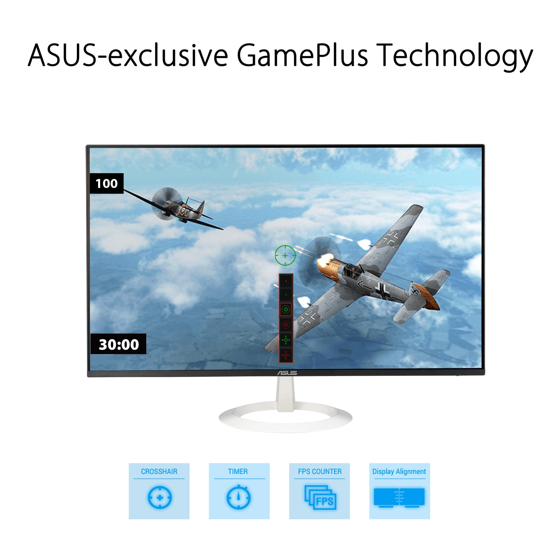 ASUS Monitor de Cuidado Ocular de 27 Pulgadas (27 Pulgadas Visible) (VZ27EHF-W) - Full HD (1920 x 1080), IPS, 100Hz, 1ms, sin Marco, sincronización adaptativa, HDMI, luz Azul Baja, sin Parpadeo