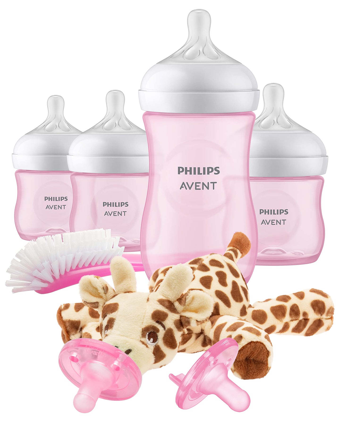 Biberón Natural Philips AVENT Rosa con Pezón de Respuesta Natural, Juego de Regalo para Bebé