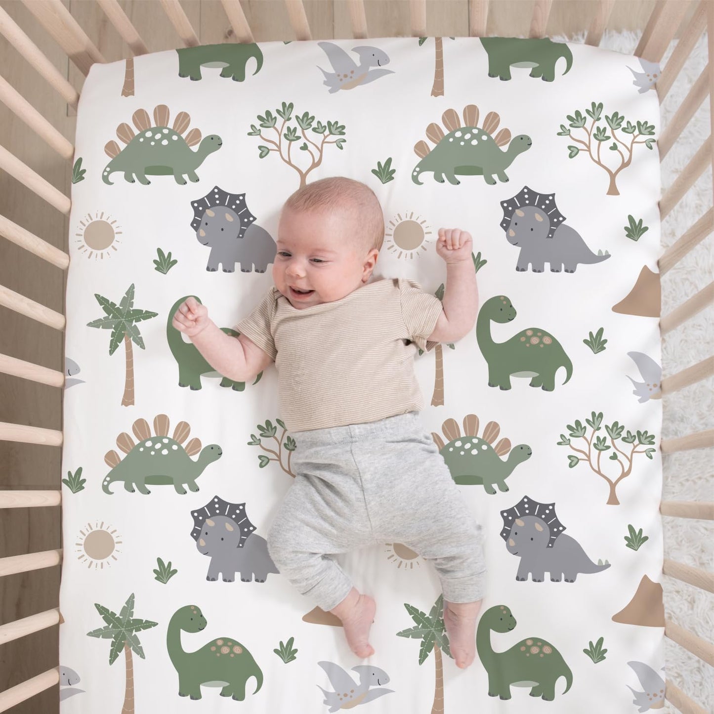 El juego de ropa de cama para cuna de 3 piezas The Peanutshell para niños - Decoración de guardería para recién nacidos, bebés y niños pequeños con sábana ajustable para cuna, edredón con volante