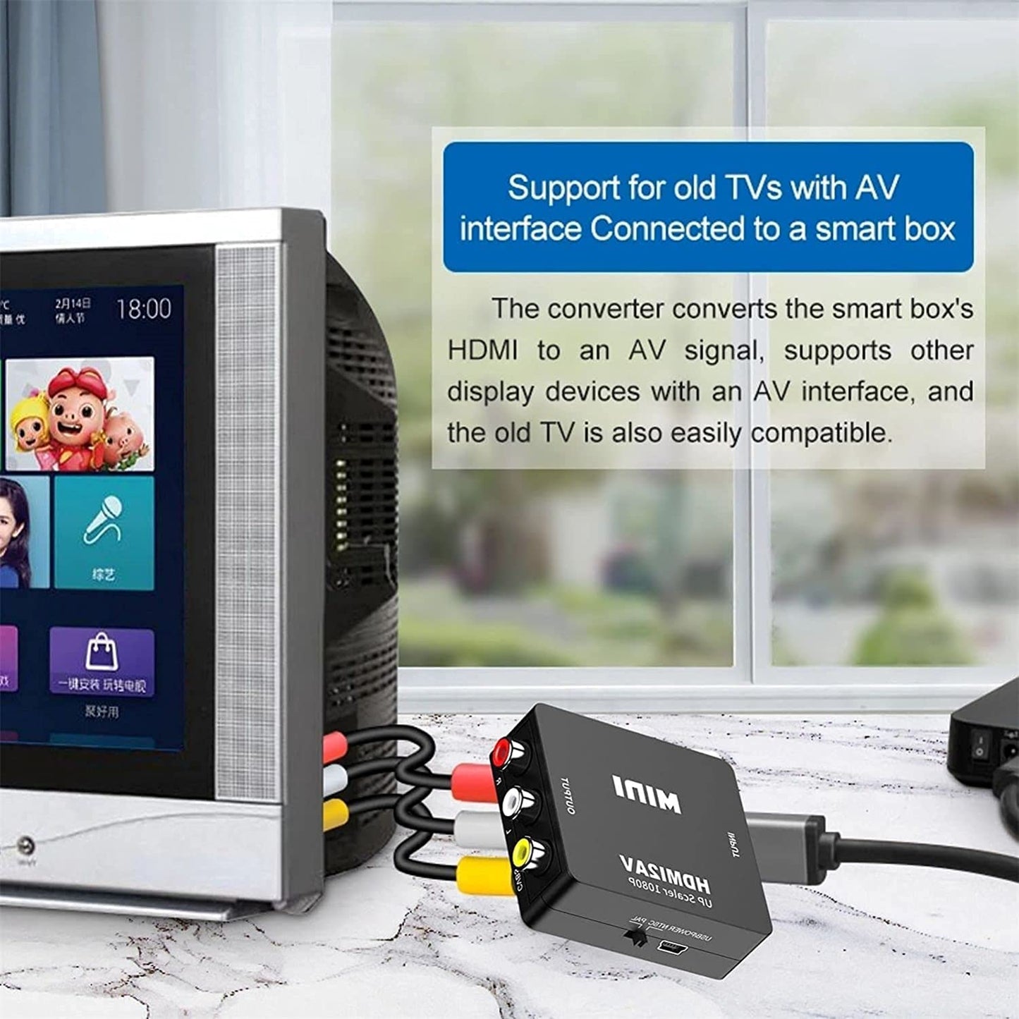 SZJUNXIAO Adaptador HDMI a RCA, HDMI a RCA Convertidor, 1080p HDMI a AV 3RCA CVBs Video Compuesto Adaptador de Audio paraTV/DVD/PC/Blue-Ray DVD/PS3/VHS/VCR