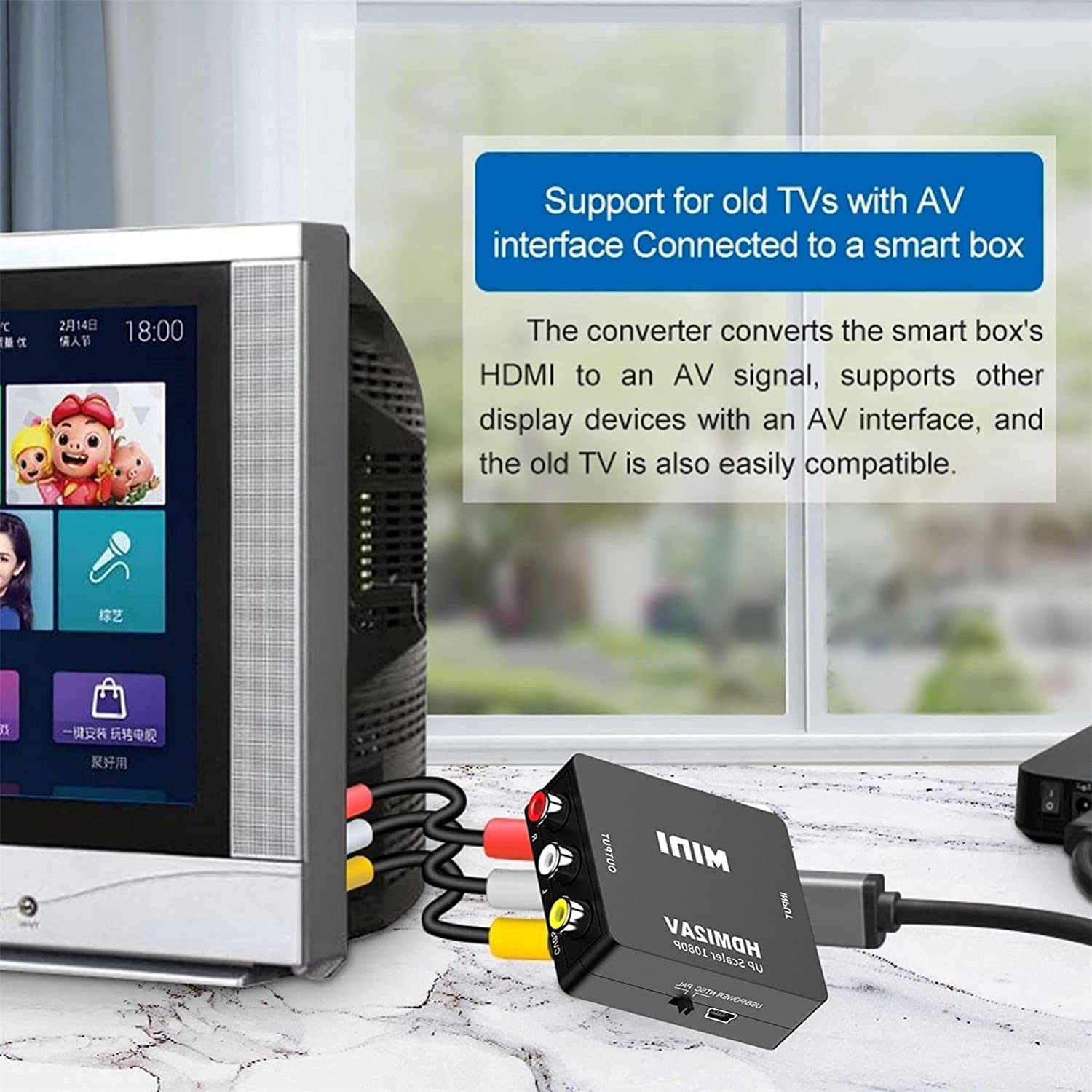 SZJUNXIAO Adaptador HDMI a RCA, HDMI a RCA Convertidor, 1080p HDMI a AV 3RCA CVBs Video Compuesto Adaptador de Audio paraTV/DVD/PC/Blue-Ray DVD/PS3/VHS/VCR