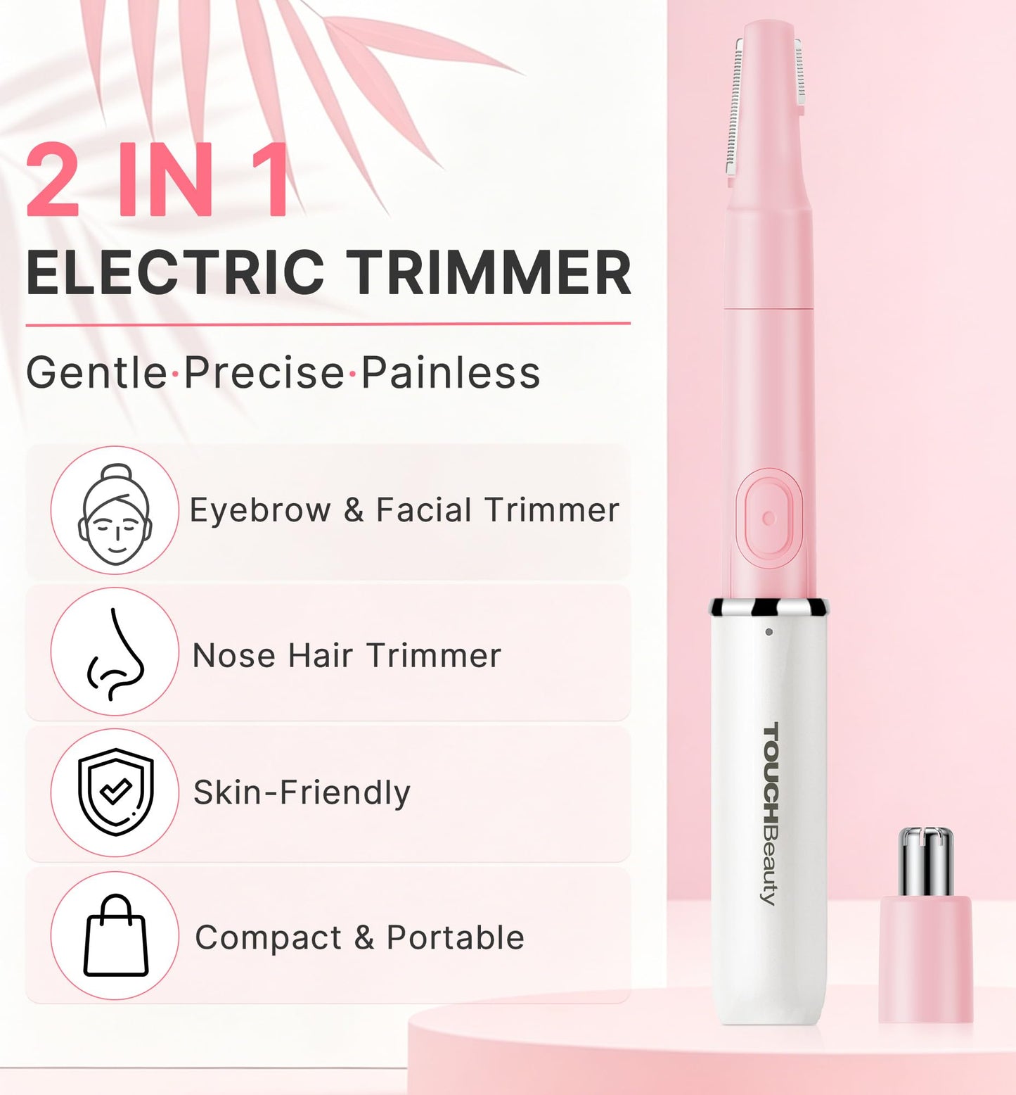 TOUCHBeauty Hair Trimmer for Face Eyebrow Nose Ear Body Hair Trimming, All in ONE Hair Remover for Women & Men Dual Blades Shaver Battery Powered TB-1458