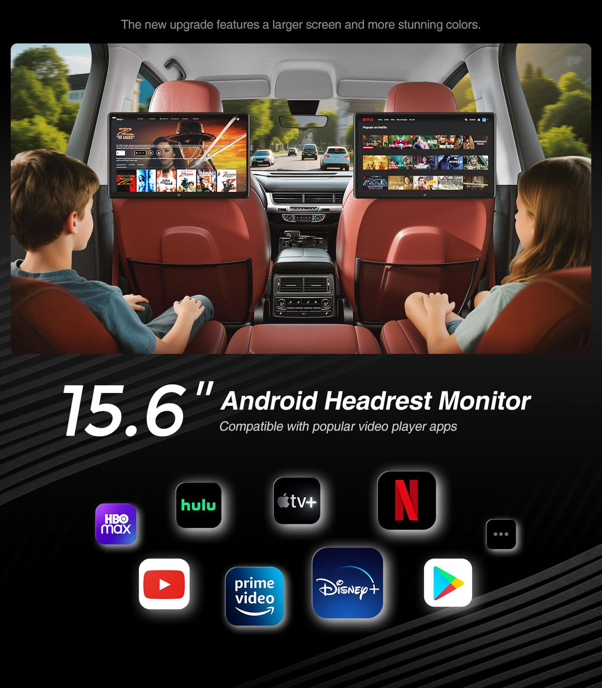 Monitor de Reposacabezas Android 13 Compatible con Teléfono Inalámbrico y Sincronización de Espejo HDMI Bluetooth