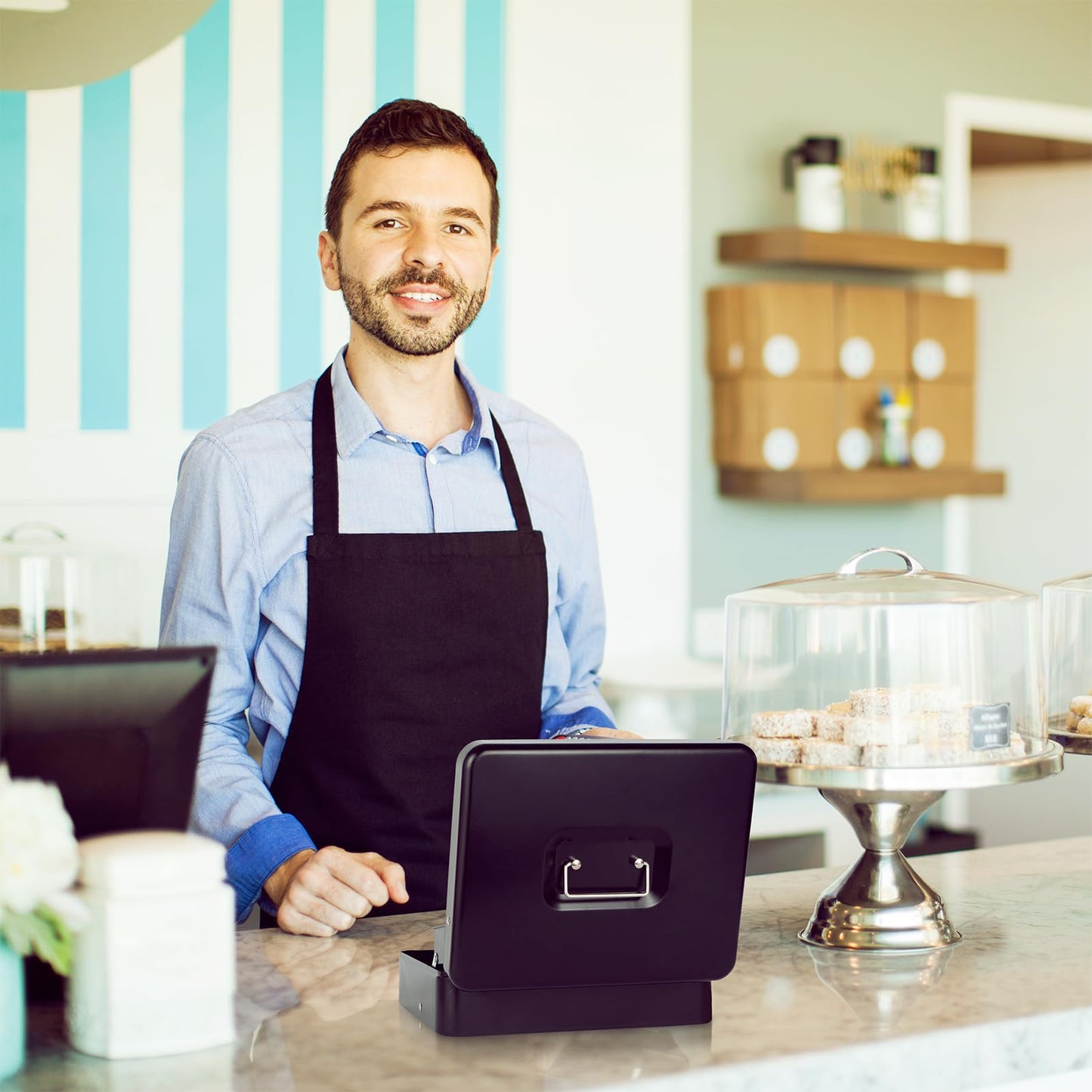 Caja de Efectivo XY-Firestar Negra con Llave y Bandeja para Billetes