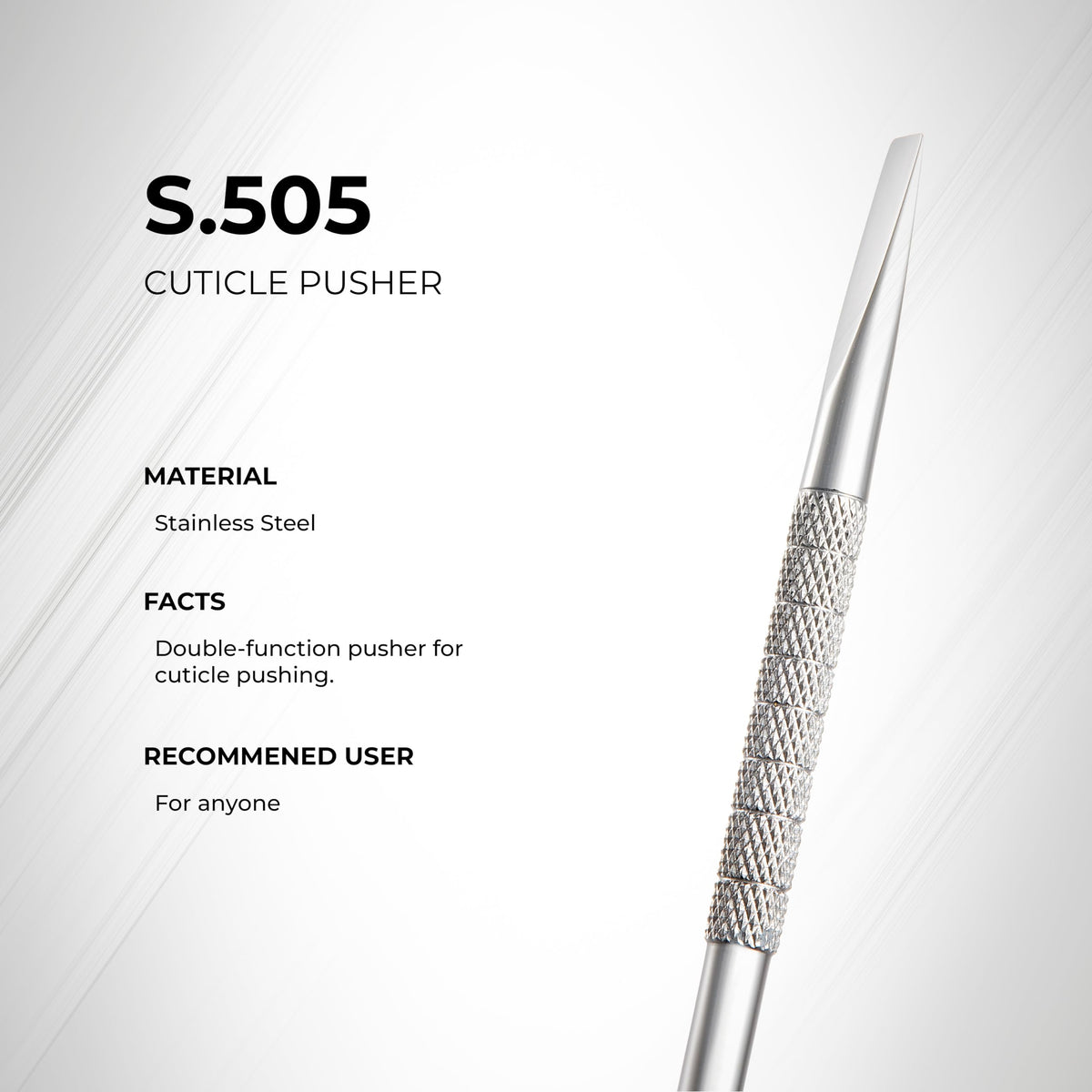 Professional Stainless Steel Duluxe Cuticle Pusher S-505 by Nghia