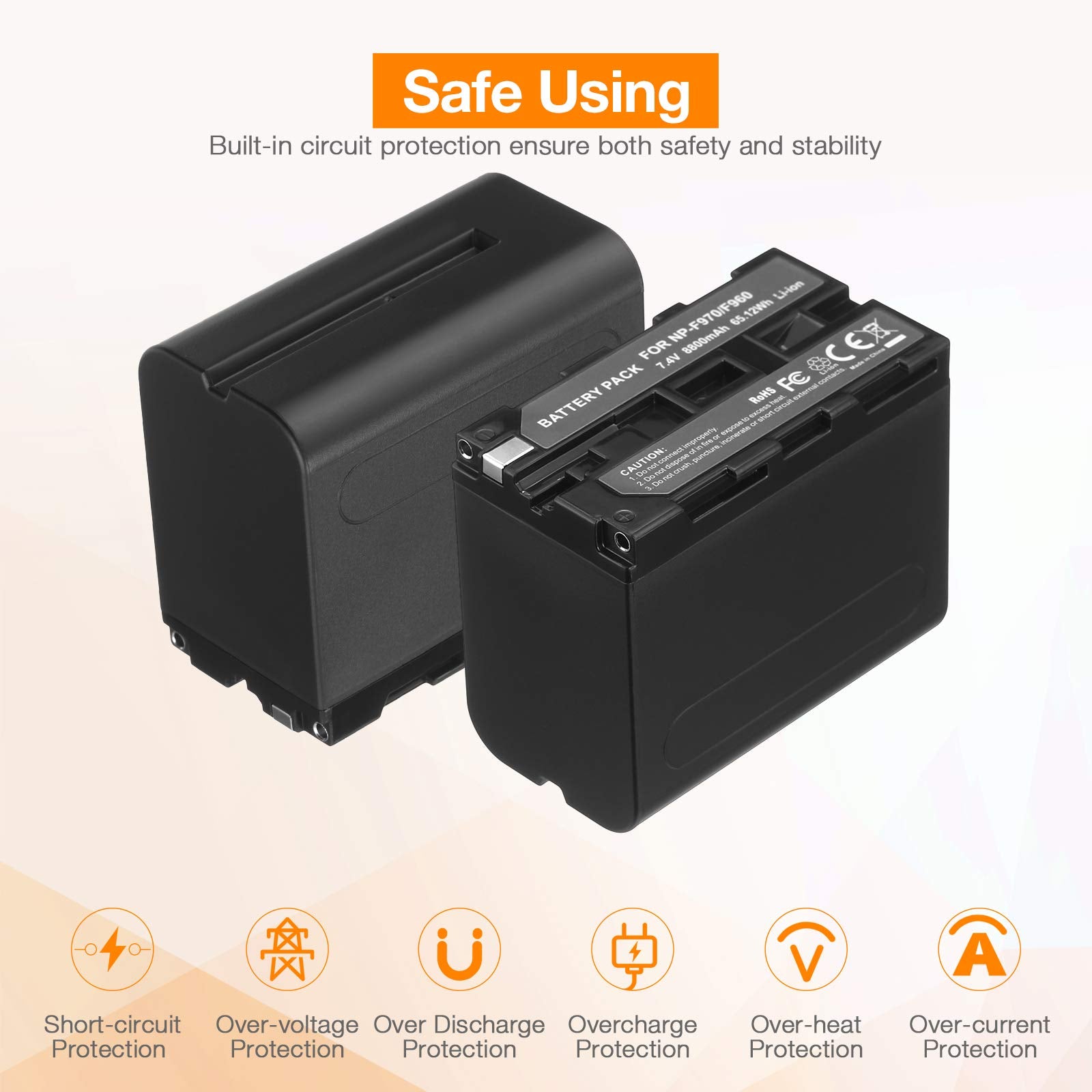 LORDONE NP-F970 Batería (Paquete de 2, 8800mAh) y Cargador USB Dual para NP F970 F750 F550 F570 F960 F330,Handycams, CCD-SC55, TR516, TR716, TR818, TR910, TR917