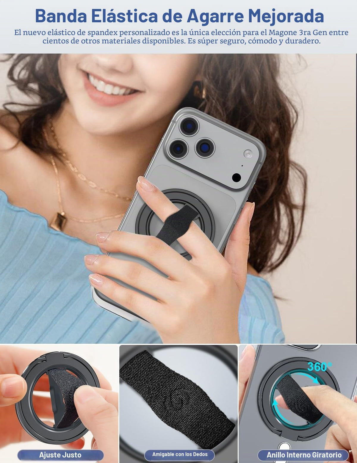 Soporte de Agarre para Teléfono EWA MagOne 3ª Generación Negro Compatible con MagSafe
