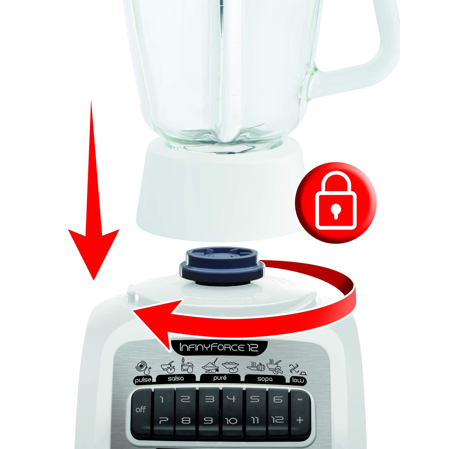 Licuadora T-Fal InfinyForce Azul con 12 Funciones y Vaso de Vidrio Termo Resistente
