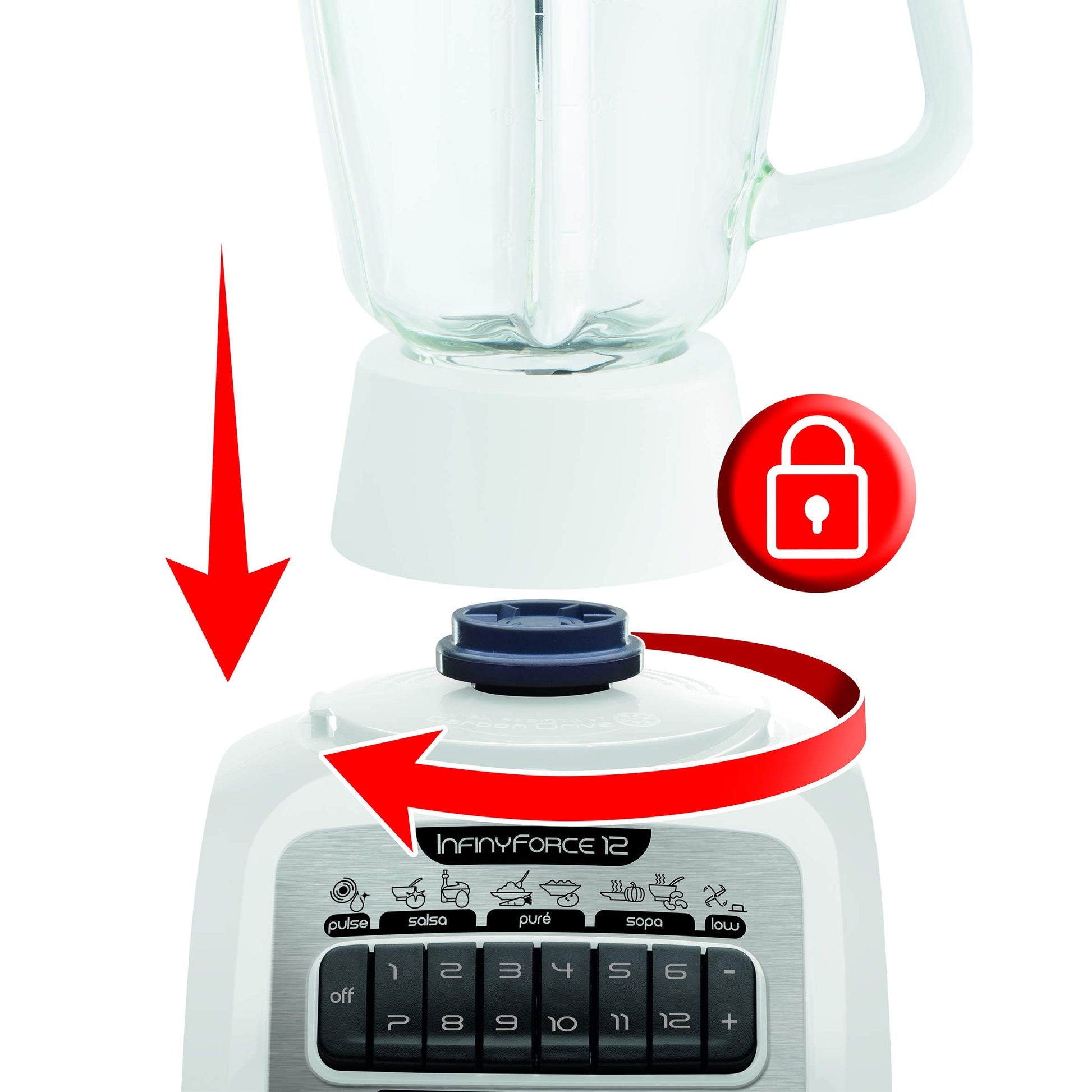 Licuadora T-Fal InfinyForce Azul con 12 Funciones y Vaso de Vidrio Termo Resistente