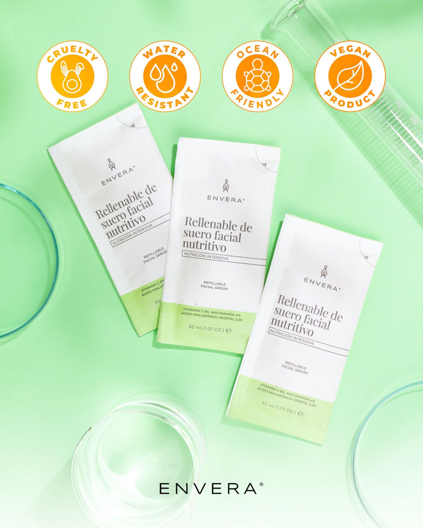 Suero Facial ENVERA Nutritivo 3 en 1 con Vitamina C y Niacinamida, 50ml Vegano y Cruelty Free