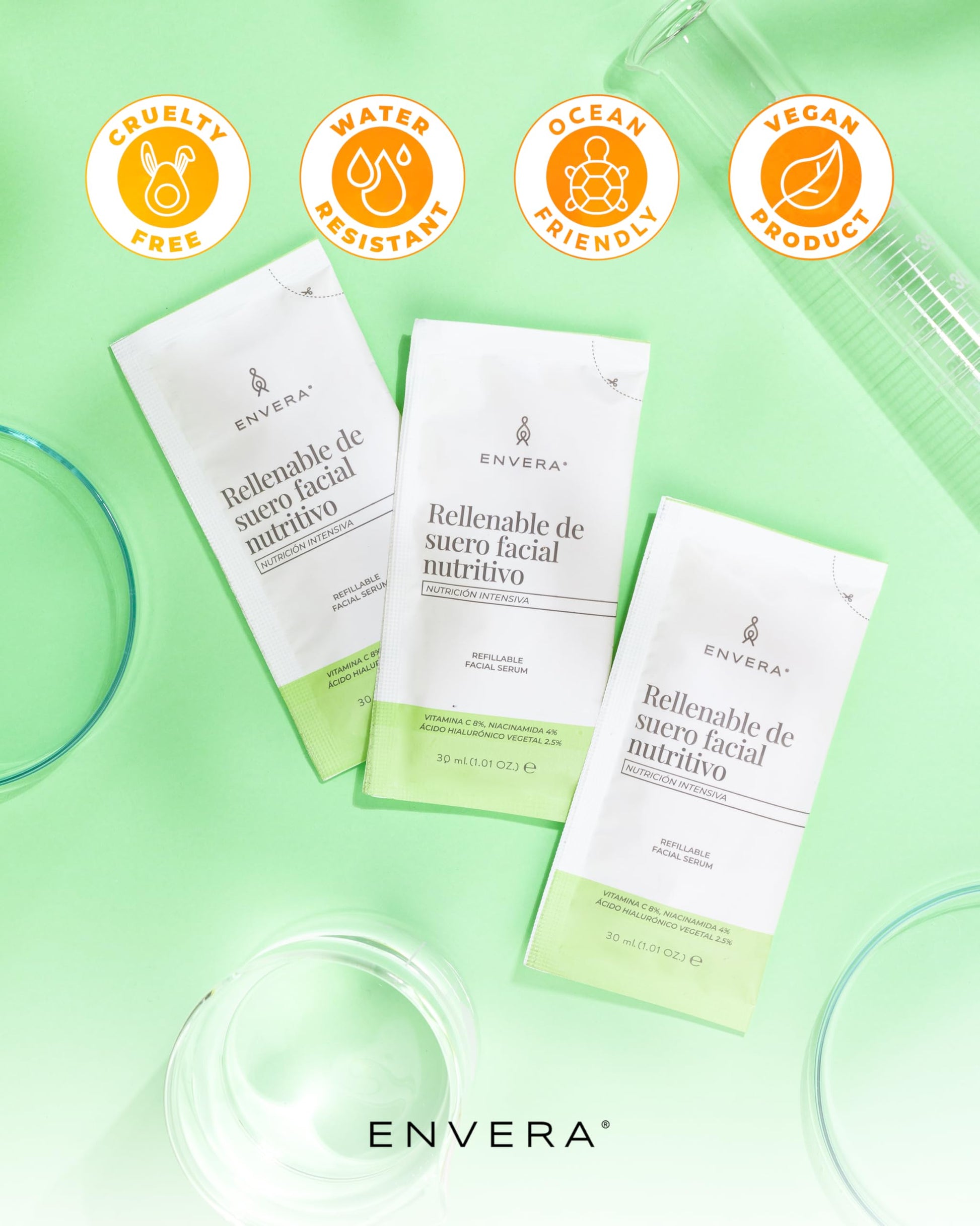 Suero Facial ENVERA Nutritivo 3 en 1 con Vitamina C y Niacinamida, 50ml Vegano y Cruelty Free