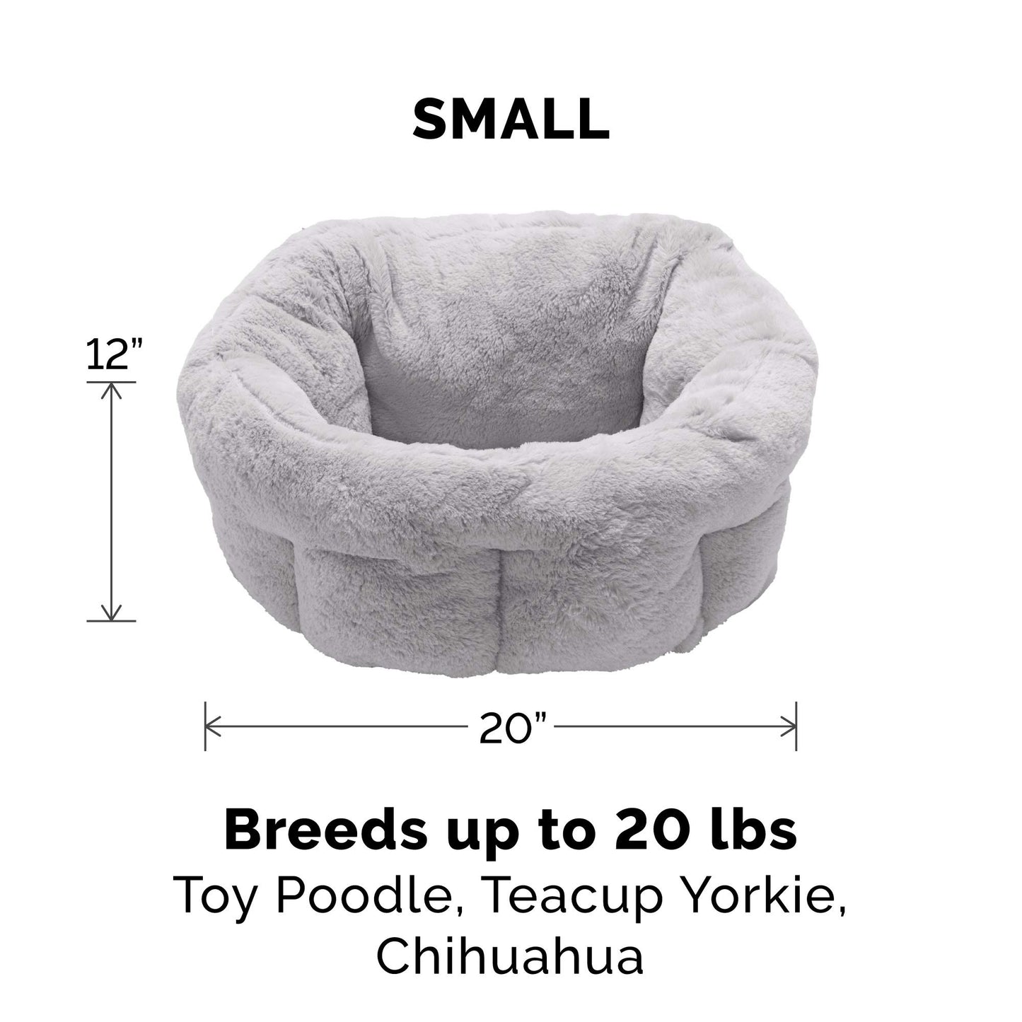 Furhaven 20" Round Small Dog Bed Hi Lo Self-Warming Luxury Plush Faux Fur Cuddler, Washable - Gray, Small