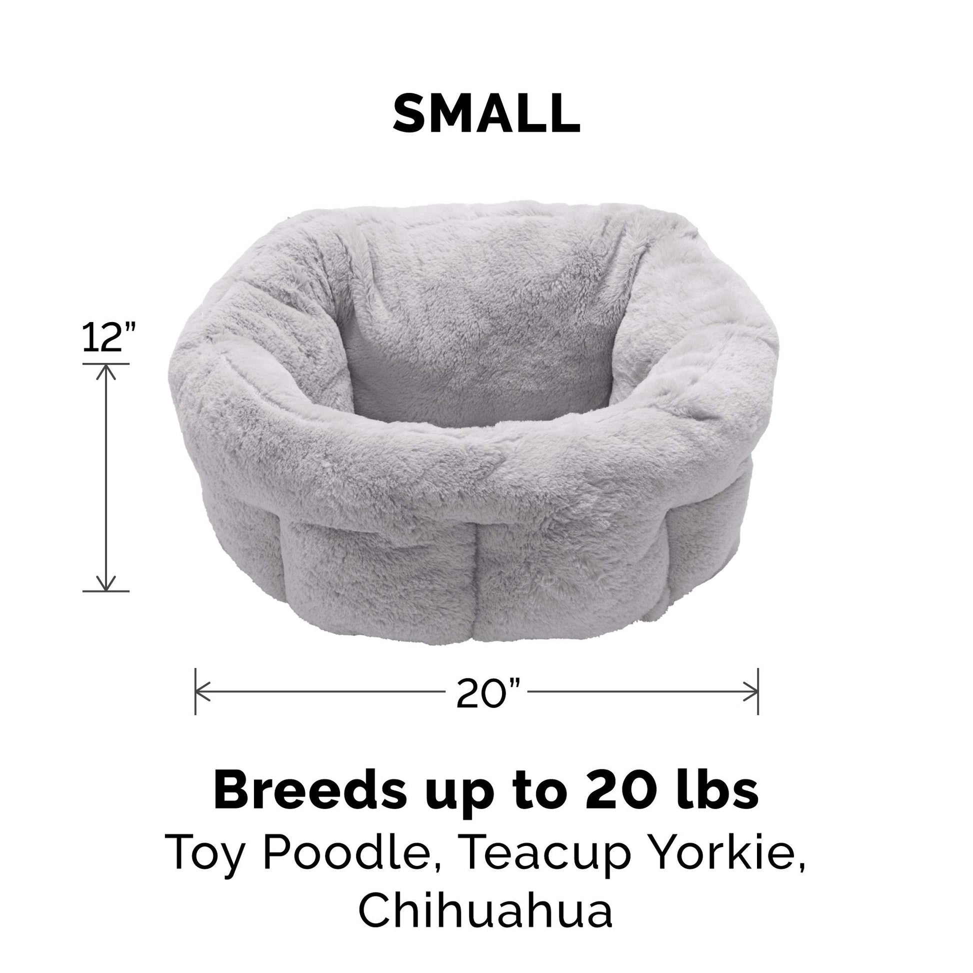 Furhaven 20" Round Small Dog Bed Hi Lo Self-Warming Luxury Plush Faux Fur Cuddler, Washable - Gray, Small