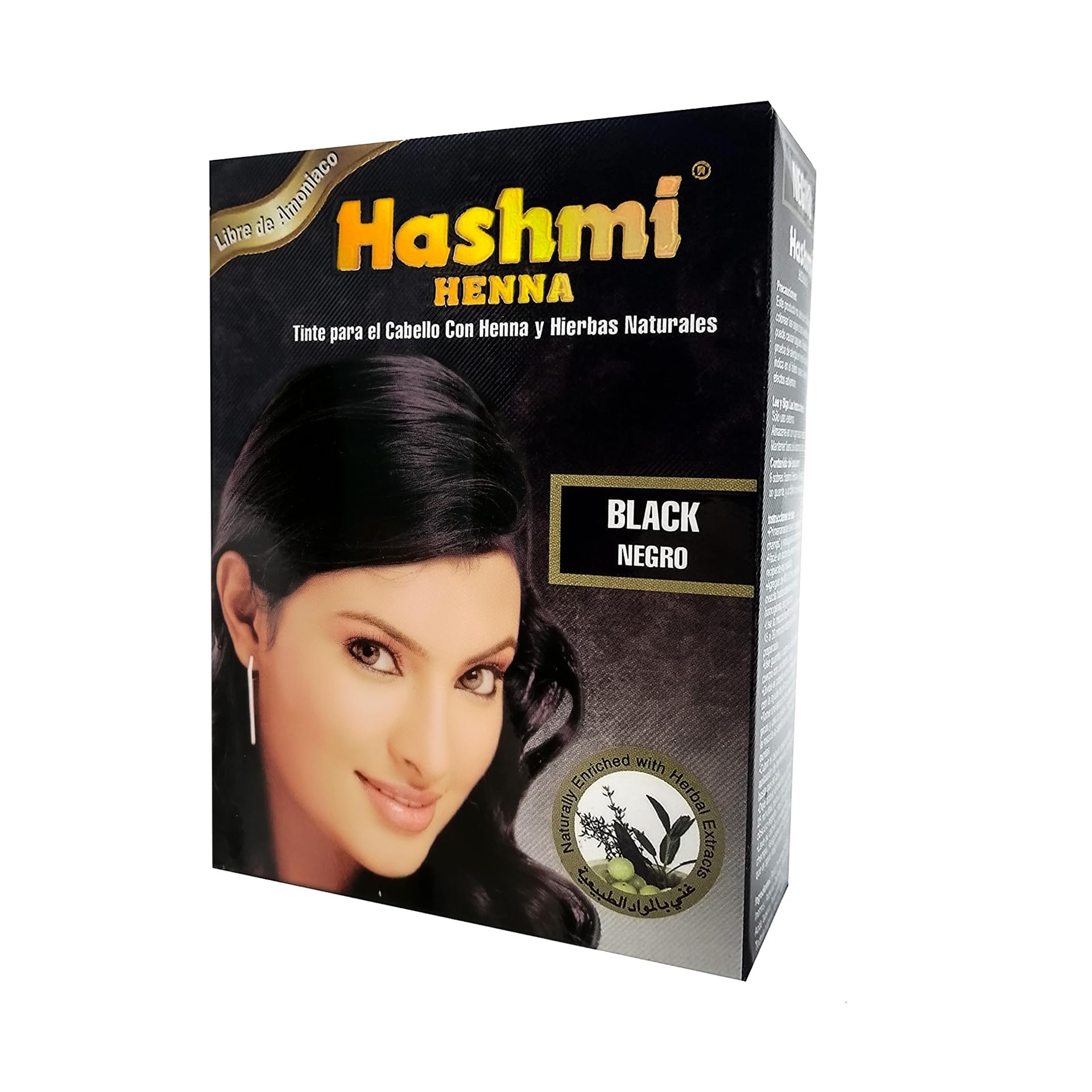 Tinte de Cabello Negro Hashmi Henna Natural sin Maltratar