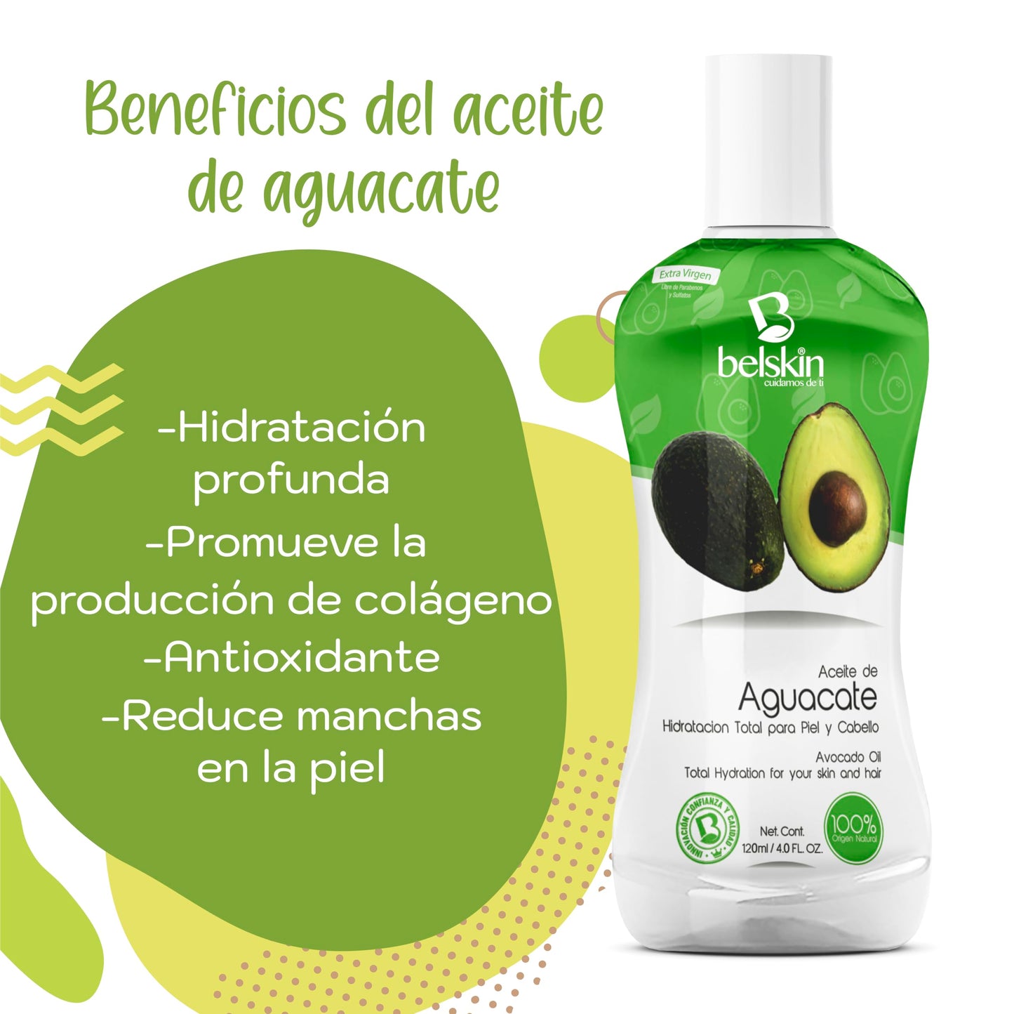 Belskin | 6 Pack Aceites Cosméticos de Aguacate | Aceite Para uso Corporal – Piel, Cuerpo y Cabello | Aceite para Cabello - Aceite Facial - Aceite Corporal | Hidrata y Suaviza Naturalmente | Aporta Fuerza y Brillo a Uñas y Pestañas | Cabello más Brilloso