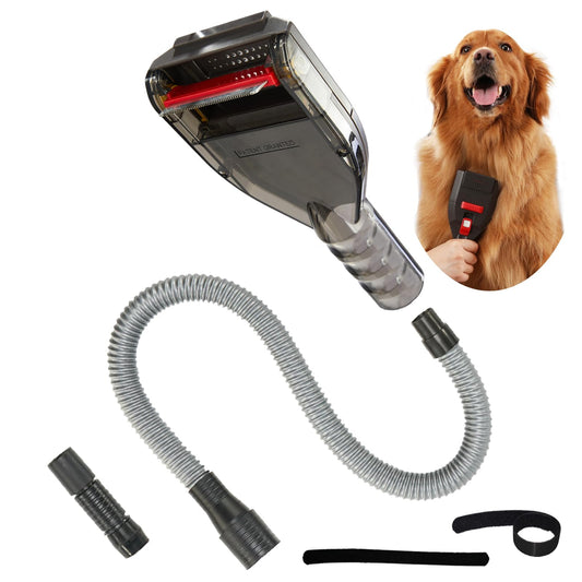 Kodahome Dog Shedding Brush Vacuum Attachment - Kit de herramientas para el novio de mascotas para la mayoría de las aspiradoras, con manguera de extensión Vac con adaptadores universales