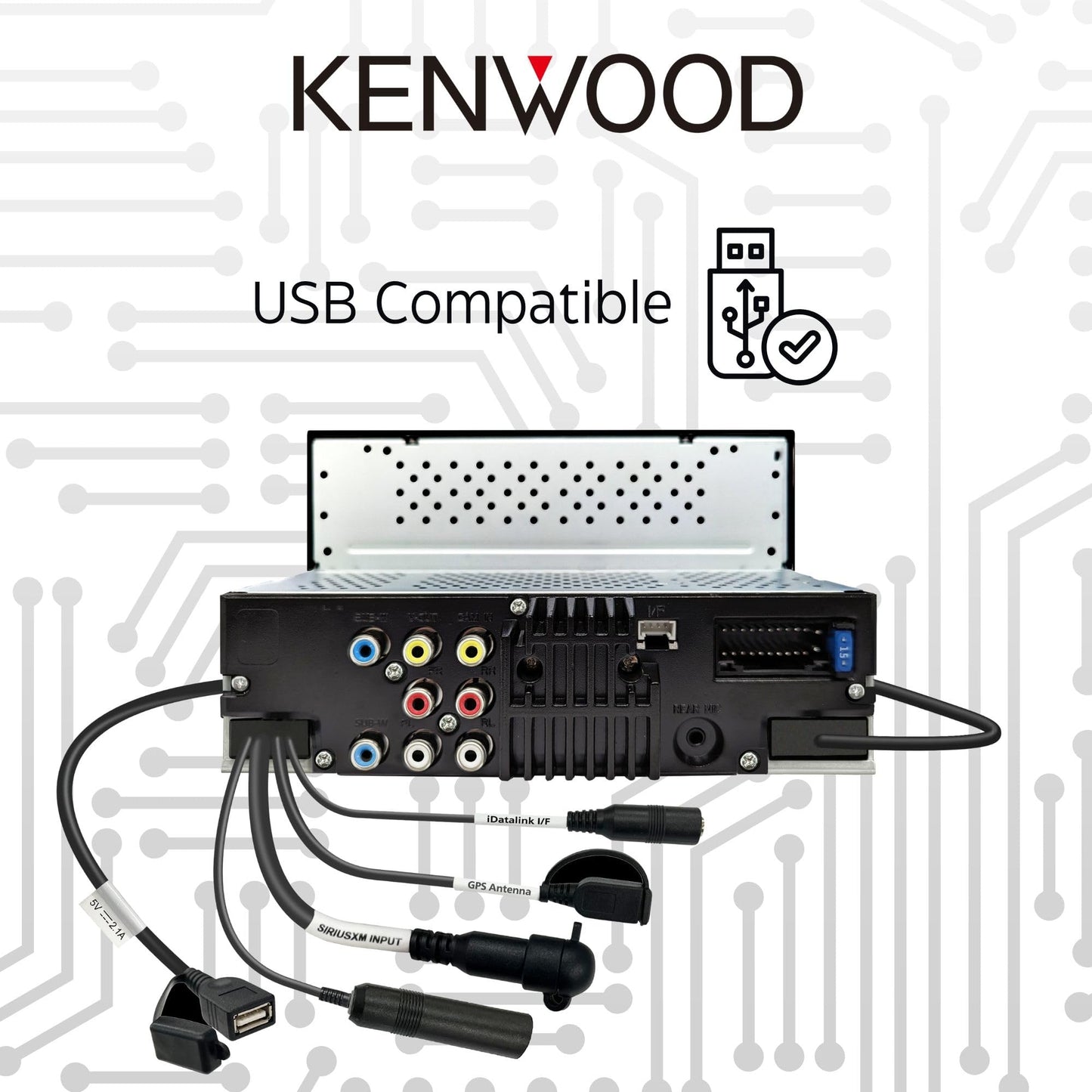 KENWOOD DMX4710S - Estéreo digital para coche (50 W x 6 Ch), compatible con Apple CarPlay y Android, unidad principal habilitada para Bluetooth con visualización LCD de 17.27 cm, visualización