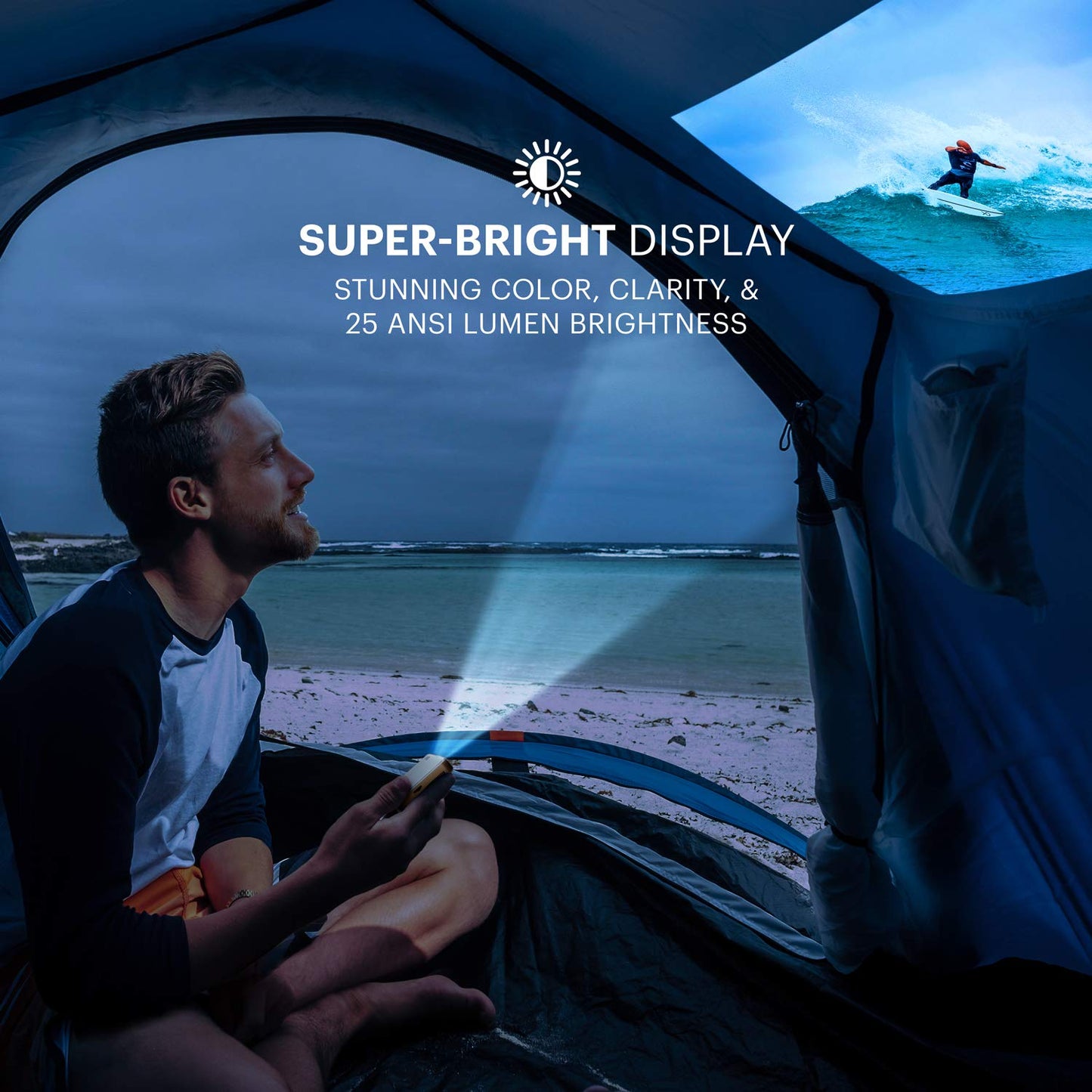 KODAK - Miniproyector de vídeo portátil Pocket Pico DLP 1080p HD LED, pantalla de 80 pulgadas, controles con botones táctiles, altavoz incorporado, batería recargable de 150 minutos, HDMI, USB y microSD