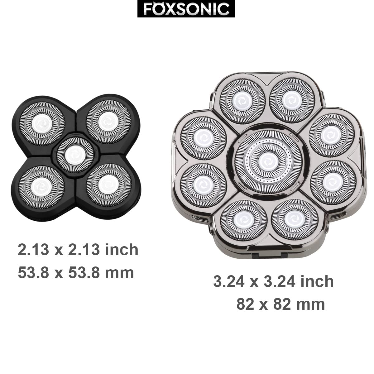 FOXSONIC Cabezales de repuesto para afeitadora de cabeza y cuerpo de 9 cuchillas mejoradas para muchas marcas