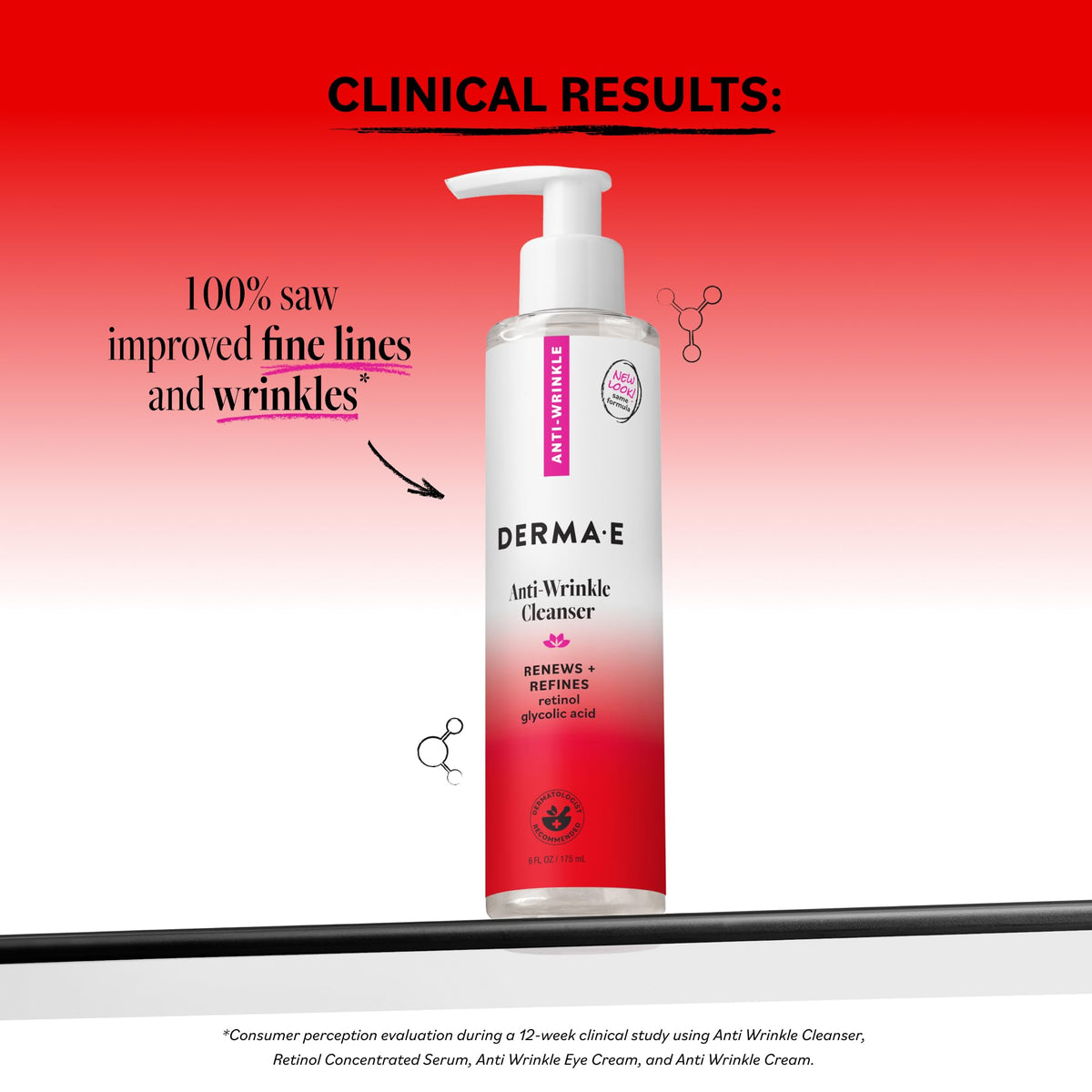 derma e Anti-Wrinkle Vitamin A Glycolic Cleanser, 6 Fluid Ounce