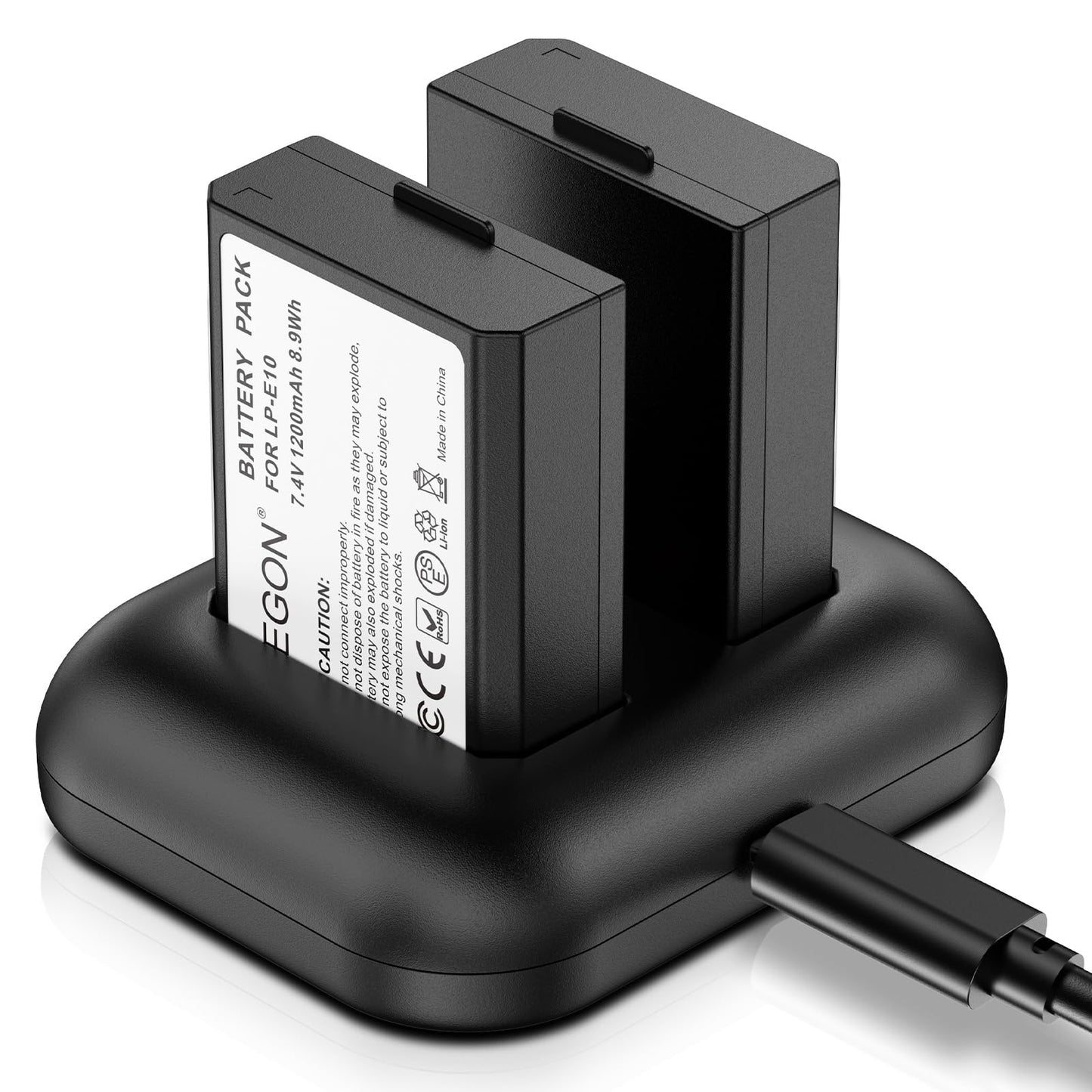 Cargador de Baterías ENEGON Negro USB Dual LED Inteligente para Cámaras Canon EOS Rebel y EOS Serie 1100D-2000D (2 Pack)
