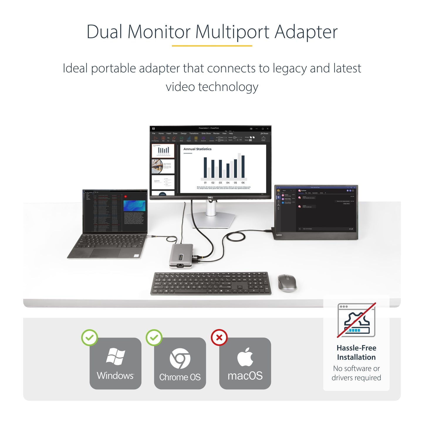 Estación de Acoplamiento StarTech.com USB-C Windows y ChromeOS, Dual Monitor 4K 60Hz HDR10, USB 10Gbps, Carga 100W