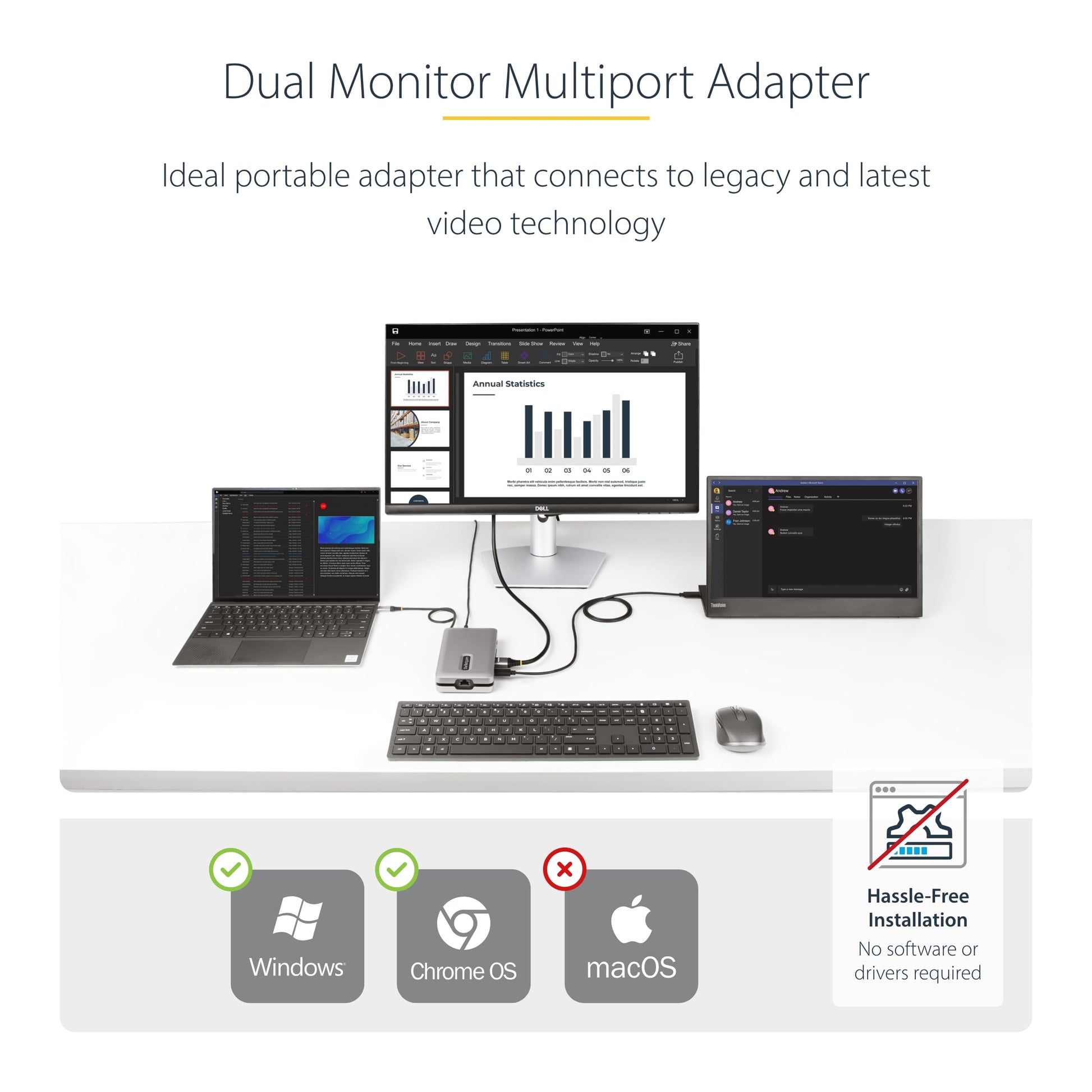 Estación de Acoplamiento StarTech.com USB-C Windows y ChromeOS, Dual Monitor 4K 60Hz HDR10, USB 10Gbps, Carga 100W