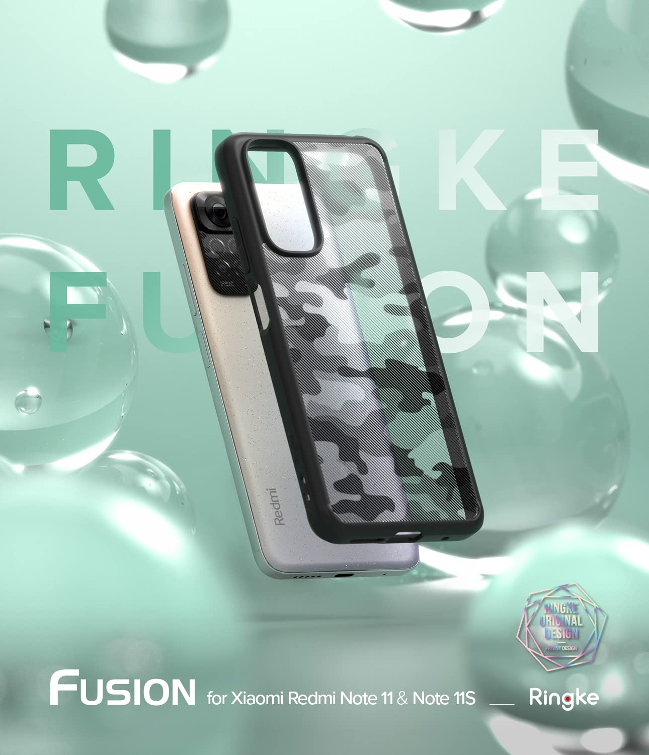 Funda Ringke Fusion Xiaomi Redmi Note 11 / 11S Negro Camo Mate Antihuellas Textura Satinada