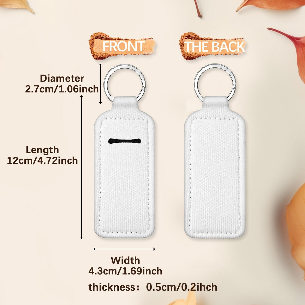 30 PCS Sublimation chapstick holder keychain blanks，bulk Holder neoprene lip balm keychain，chapstick keychain DIY Crafts sublimation blanks products