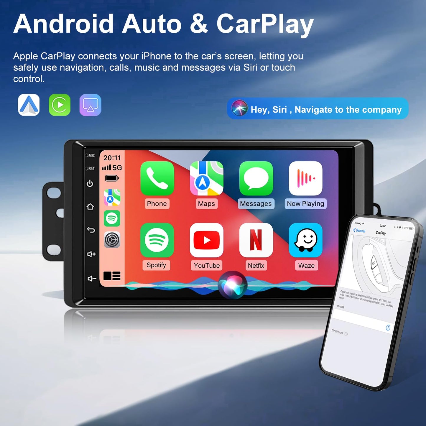 Radio WiFi 5G para Chevrolet Colorado 2004-2012, Chevy Express 2001-2007, Impala 2000-2005, GMC Savana 2002-2008, Canyon 2004-2012, estéreo 7 pulgadas, CarPlay, Android Auto, GPS, cámara, FM Bluetooth