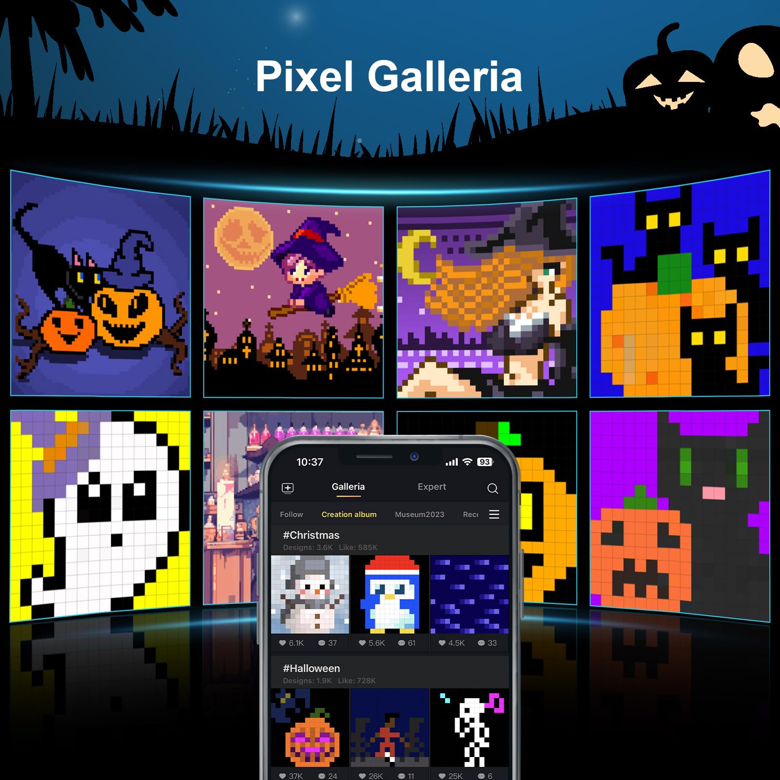 Marco de Fotos Digital Divoom Pixoo 16 x 16 Pulgadas LED Pixel Art con Control de Aplicación