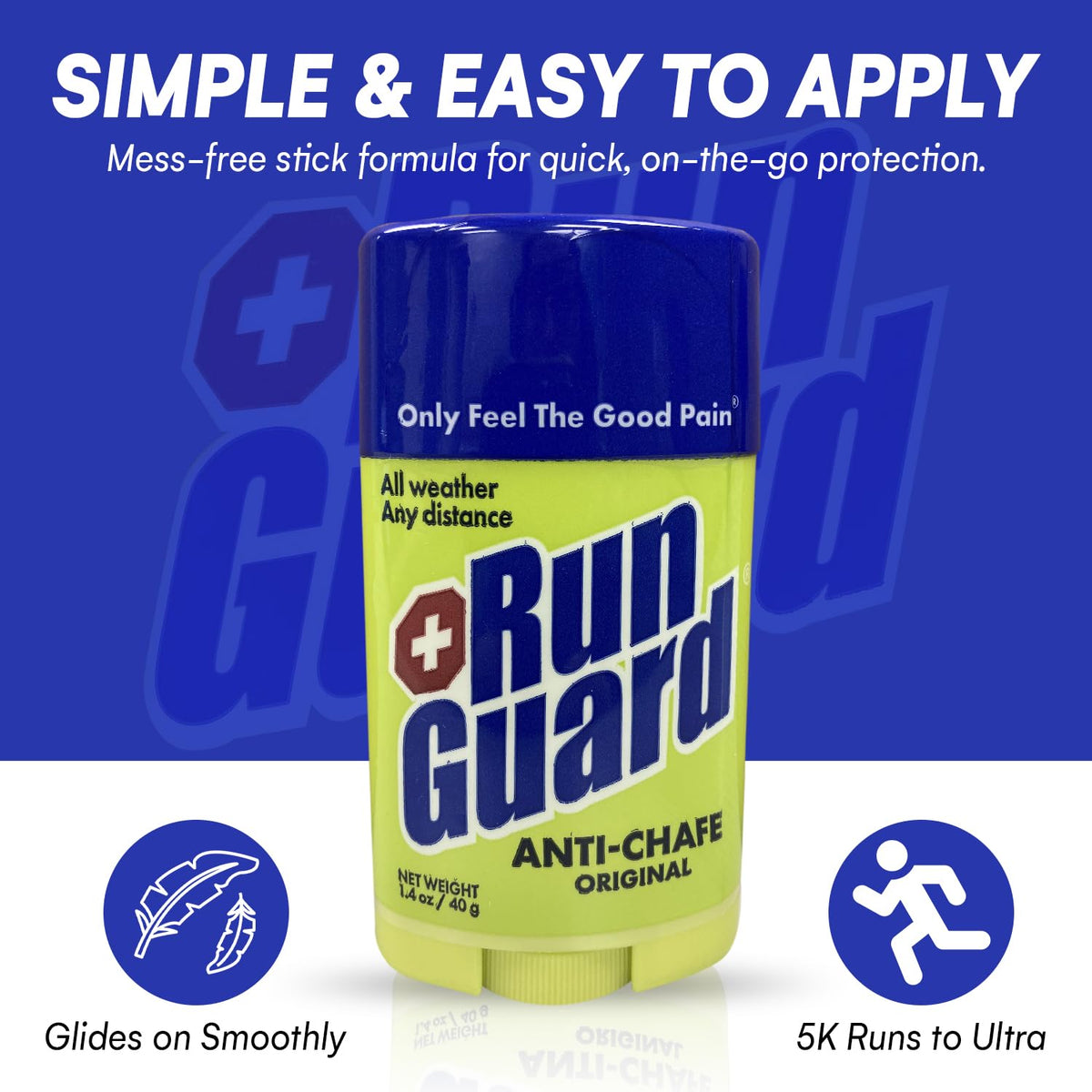 Run Guard Bálsamo Anti-Rozaduras Original - Barra Anti-Rozaduras de Alta Eficacia, Fabricada en Ee. Uu., para Corredores Y Atletas - Fórmula Resistente Al Sudor Y Al Agua - Bálsamo en Barra Calmante A