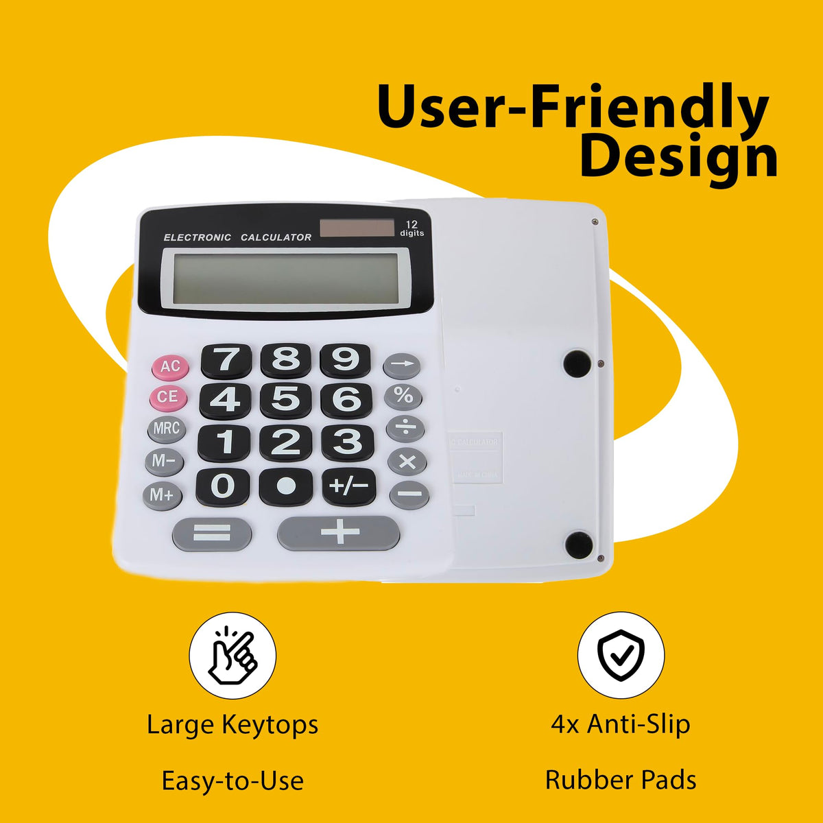 Calculadora de Computadora Lily' Home Jumbo Negro con Visor LCD Grande y Doble Potencia Solar