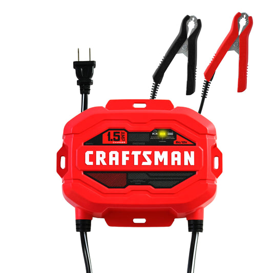 CRAFTSMAN Cargador y mantenedor de batería, CMXCESM259, 3 en 1, Totalmente automático, 1.5 amperios, 6 voltios, 12 voltios, para automóviles, SUV, Camiones y baterías Marinas