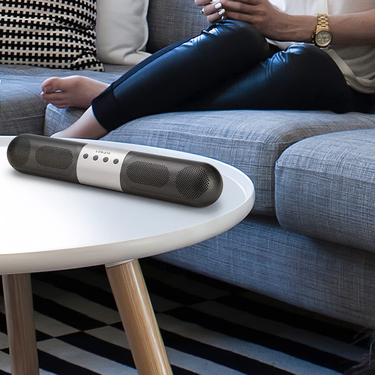 HONGHCL Barra de Sonido, Sound Bar con Conectividad Bluetooth/AUX 3.5mm/USB/TF Card,Barras de Sonido con Sonido Estéreo de 360°,Inalámbrica Bocina de Subwoofer con Llamadas Manos Libres HD y FM