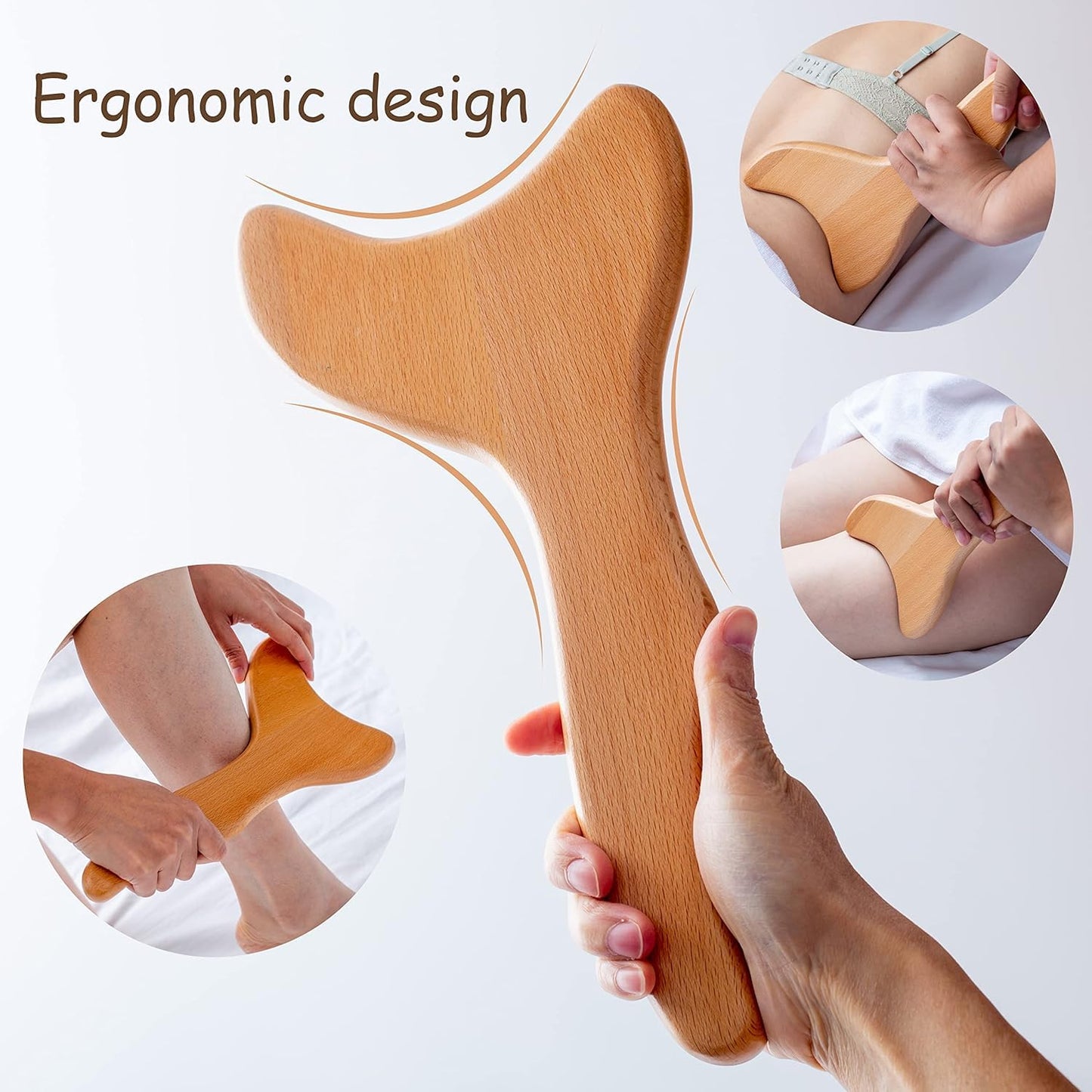 Herramientas de Masaje de Maderoterapia Gua Sha para Piernas, Espalda, Cuello y Brazos