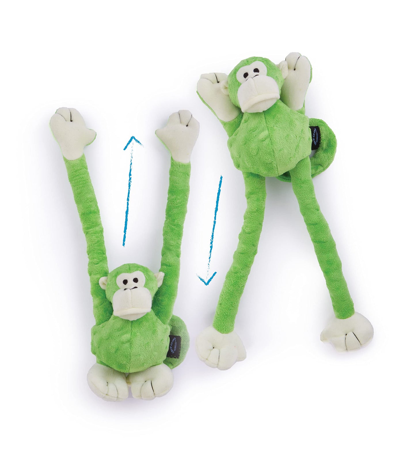 goDog Crazy Tugs Monkey - Juguete de Peluche chirriante, tecnología de protección para Masticar, Color Verde, Grande
