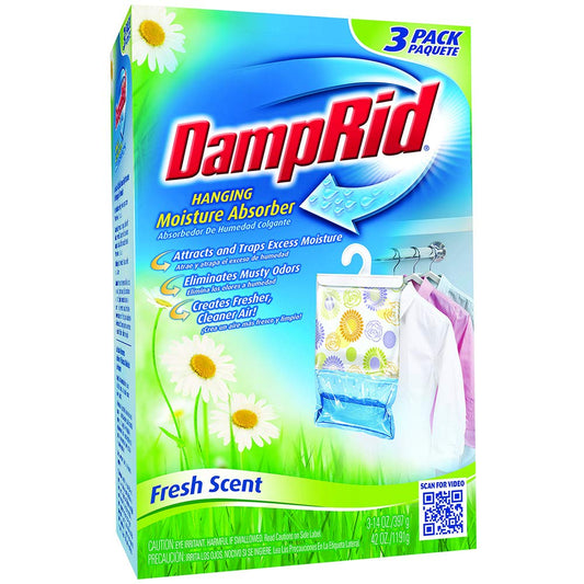 Damp Rid Hanging Humedad Absorber fresco aroma Bag 14 oz 3/Pack