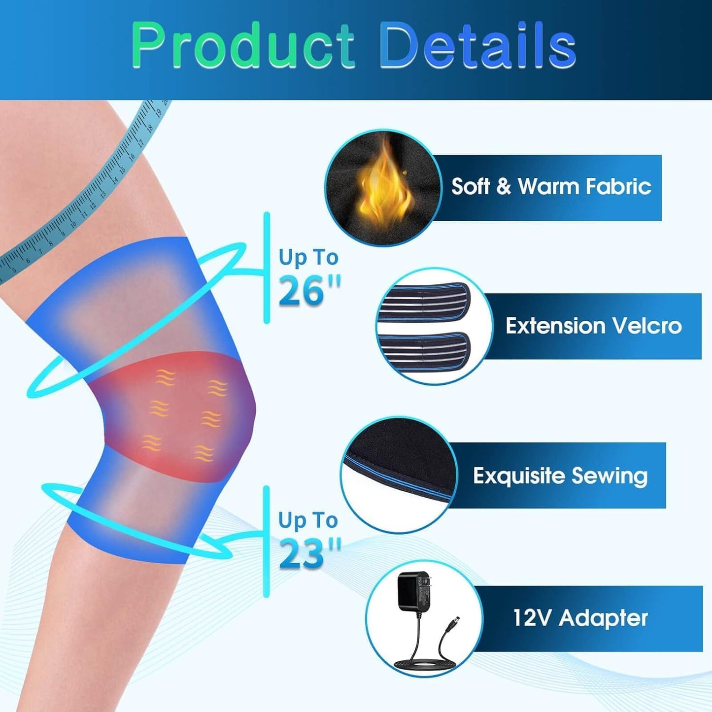 Masajeador de Rodilla con Calor y Vibración para Aliviar Dolor de Articulación, Almohadilla Térmica con 3 Modos