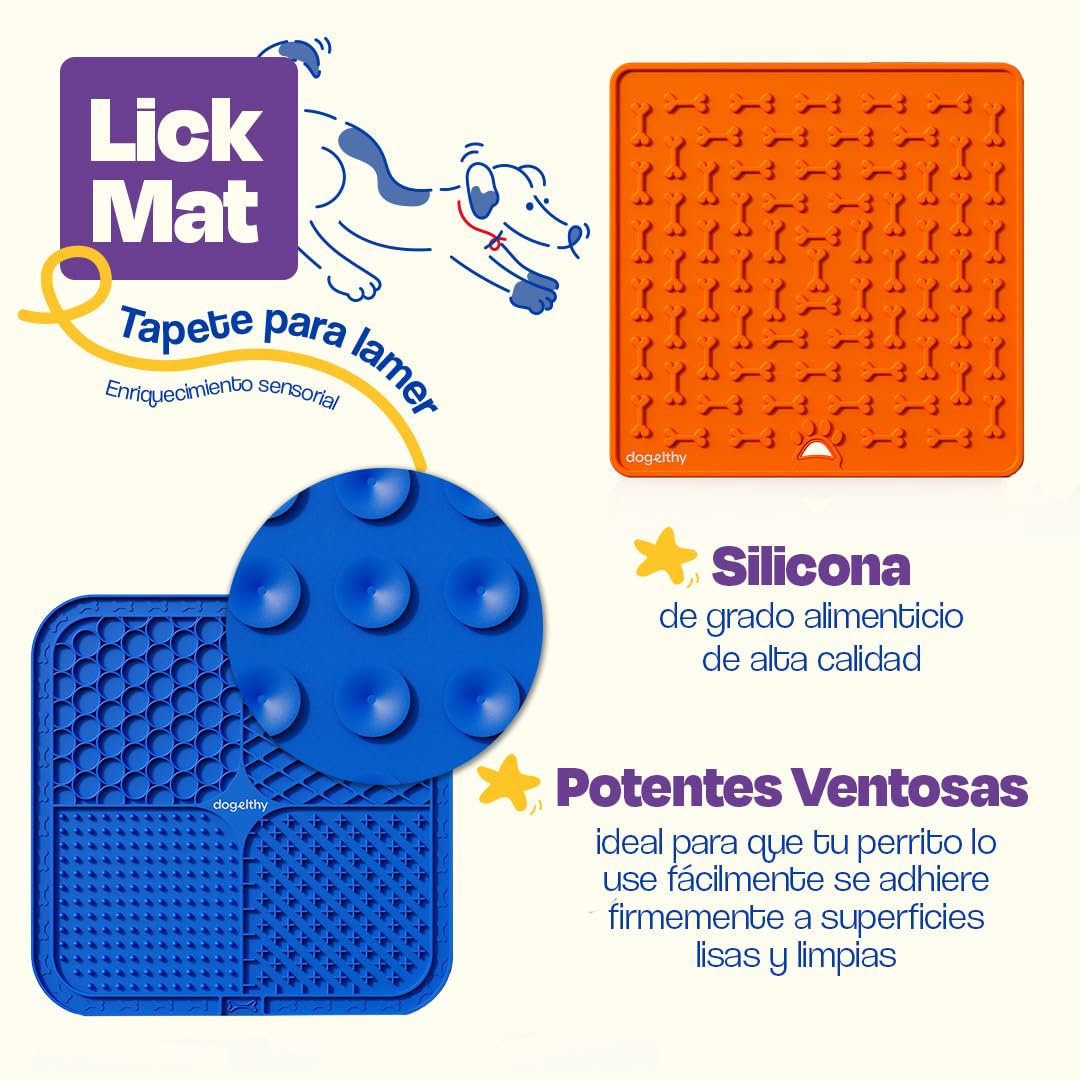 Set de Alfombrillas para Lamer Dogelthy Azul y Verde con Ventosas para Perro y Gato