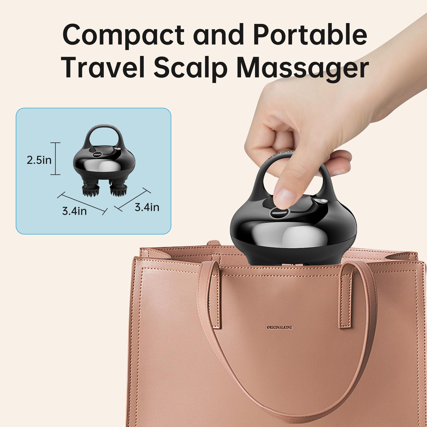 COMFIER Masajeador De Cabeza, Masajeador De Cuero Cabelludo Para El Crecimiento Del Cabello Con 3 Modos De Amasado, Masajeador Corporal Impermeable Para Aliviar El Estrés, Masajeador Para Gatos(Negro)