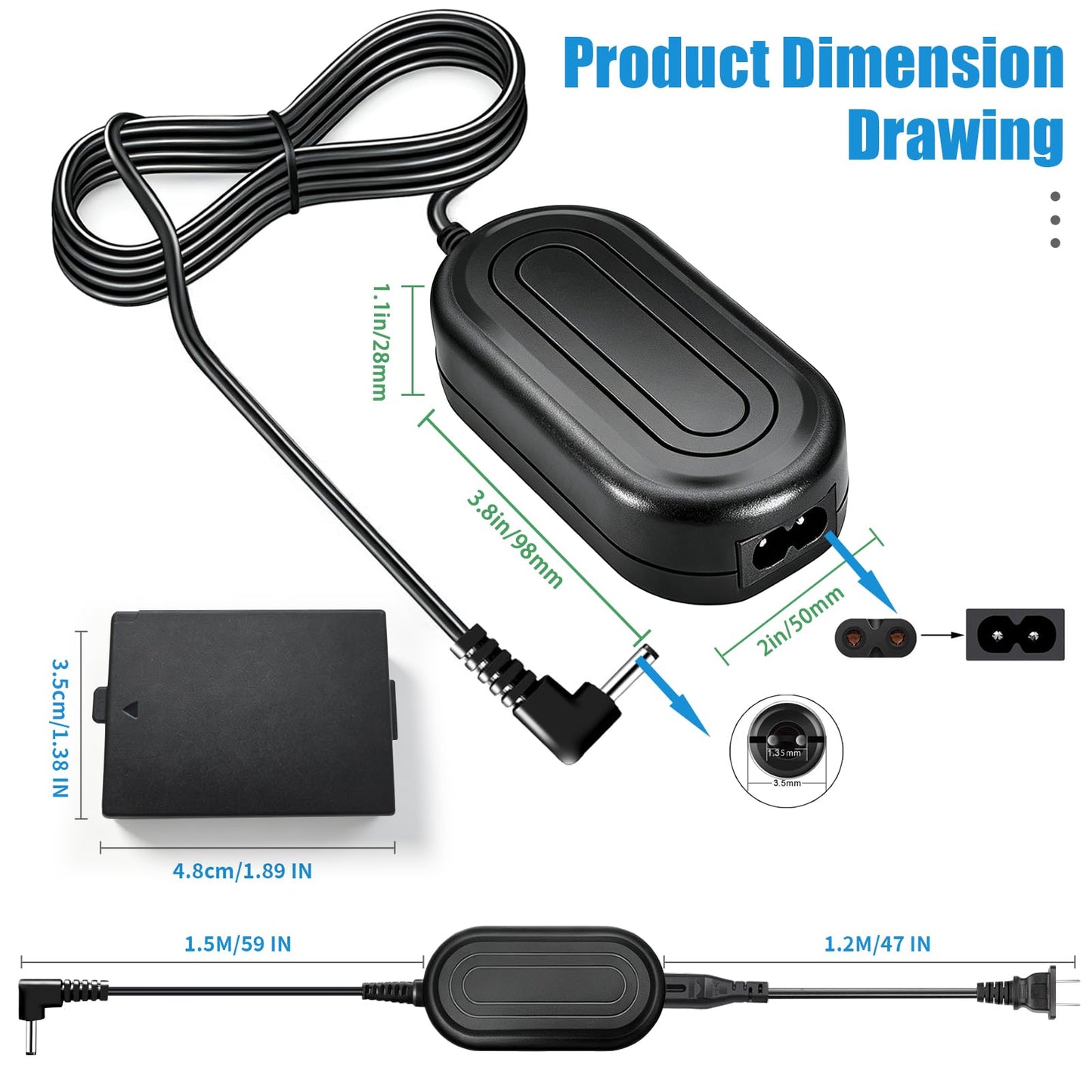 Partstec ACK-E10 AC Power Adapter and DR-E10 Camera Battery Charger Kit (Canon LP-E10 Battery Replacement) for Canon EOS Rebel T5i, T4i, T3i, T2i, 700D