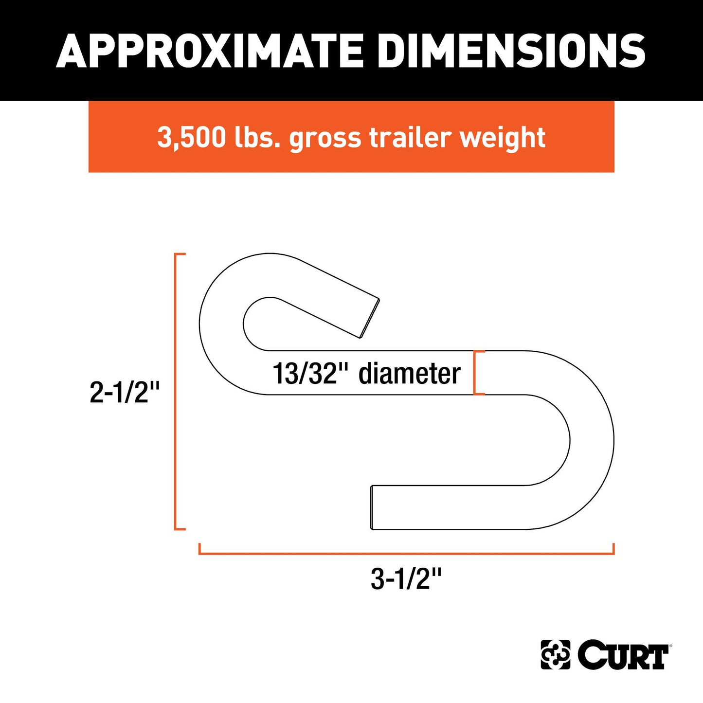 CURT 81640 - Cadena de Seguridad para remolques con Certificado de 13/32 Pulgadas, 1,6 kg