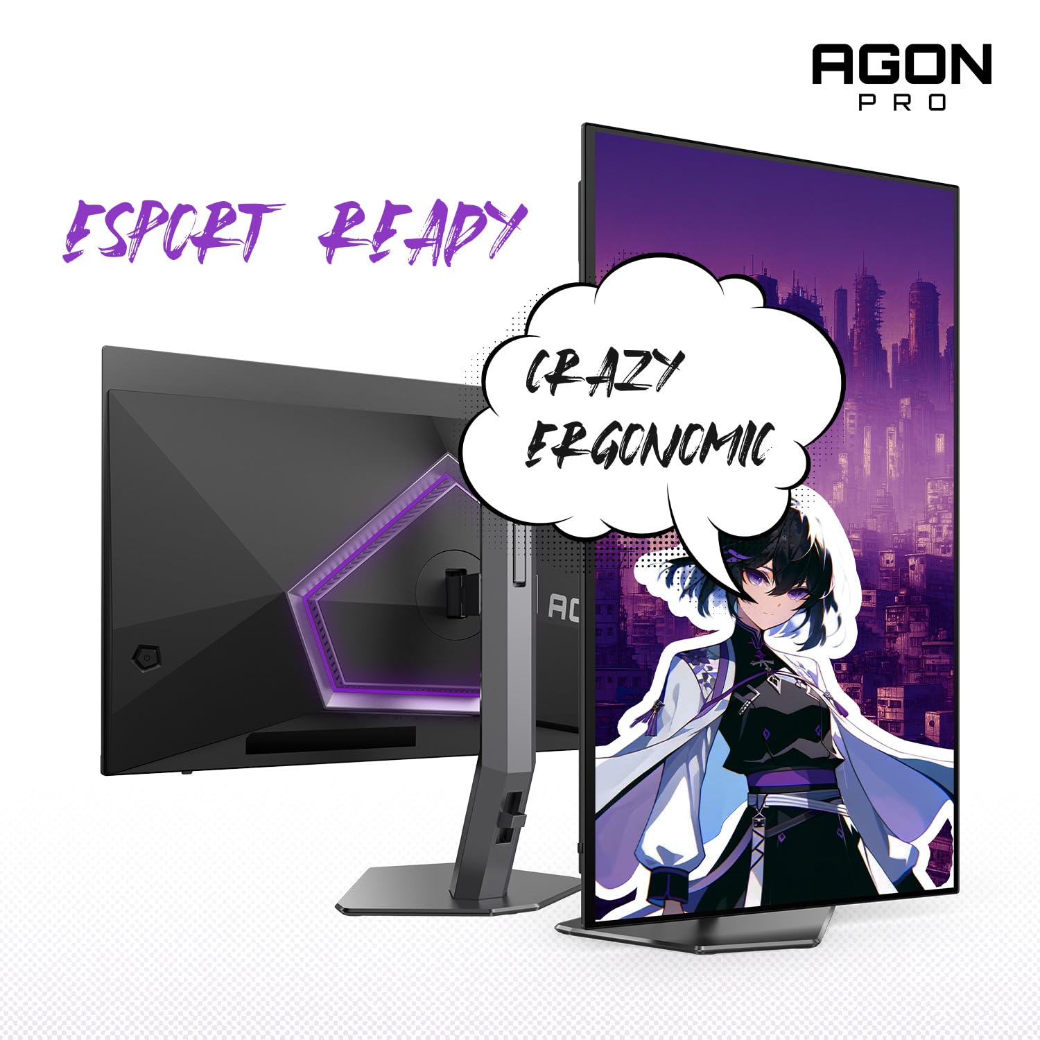 AOC Monitor para Juegos de torneos Agon Pro AG276QZD2 OLED de 27 Pulgadas, 2560 x 1440, 240 Hz, 0,03 ms, G-Sync, Compatible con PS5 y Xbox Switch, Brilla Negro Pantalla OLED QHD de 27"
