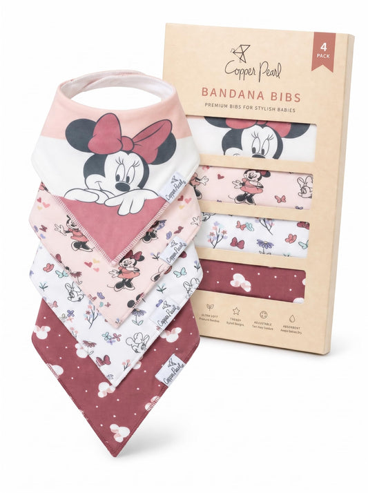 Baberos de Bebé Minnie Mouse Cobre con Perlas Paquete de 4 Unidades